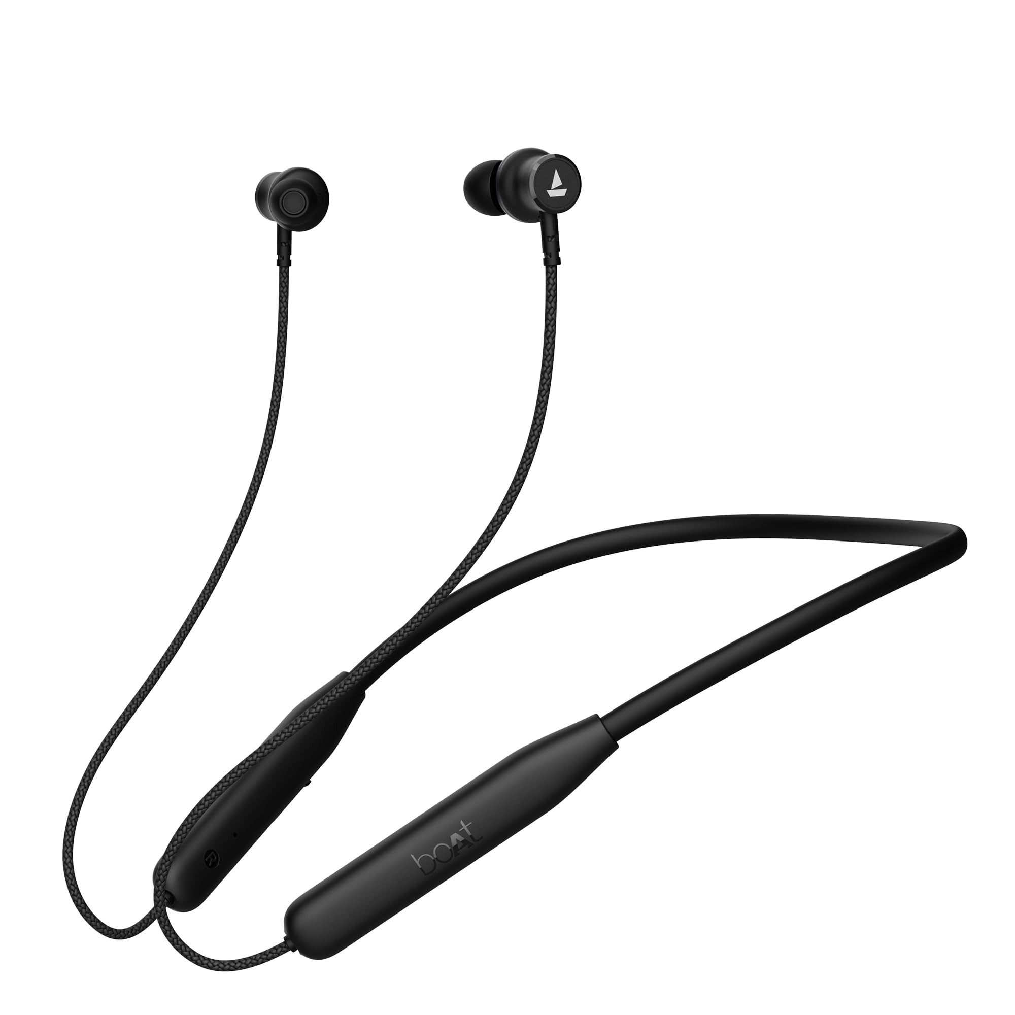 boAt Rockerz 110Rockerz 109 Wireless in Ear Neckband with Up to 60 hrs Playtime Dual Device Pairing ENx Tech ASAP Charging BTv53IPX5Type-C Interface Magnetic Power BudsActive Black