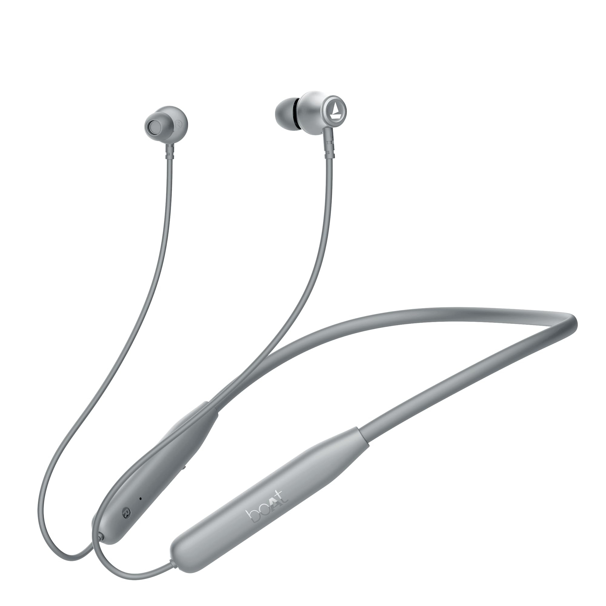 boAt Rockerz 111 40HRS Battery Dual Device Pairing ENx Tech Low Latency Mode Fast Charging BTv53 IPX5 Type-C Interface Bluetooth in Ear Neckband Wireless with Mic Earphones Ash Grey