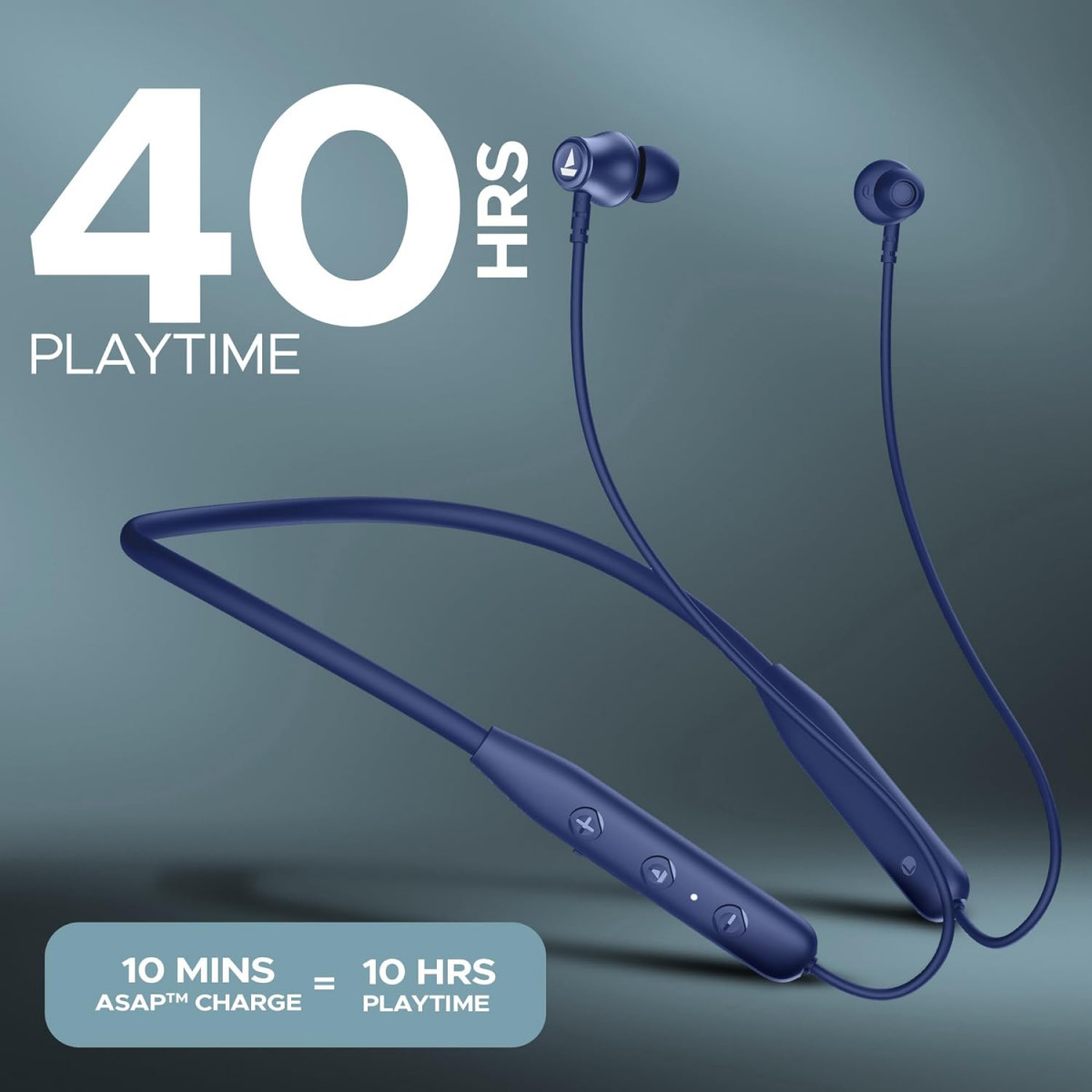 boAt Rockerz 111 Bluetooth Wireless Neckband with Up to 40 hrs Playtime Dual Device Pairing ENx Tech Beast Mode ASAP Charging BTv53 IPX5Type-C InterfaceDeep Blue