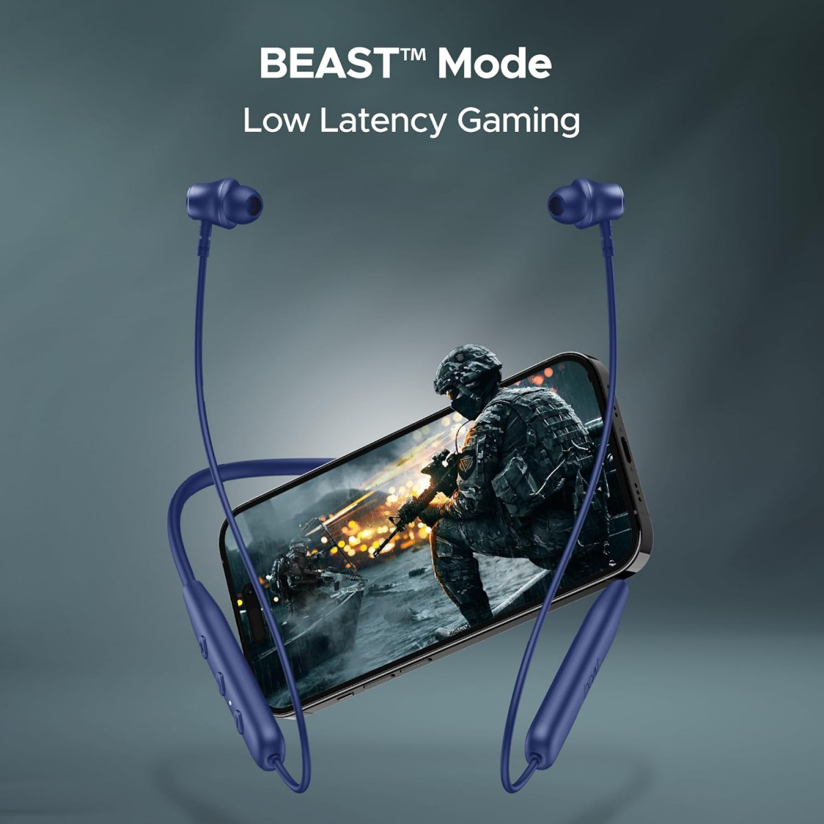 boAt Rockerz 111 Bluetooth Wireless Neckband with Up to 40 hrs Playtime Dual Device Pairing ENx Tech Beast Mode ASAP Charging BTv53 IPX5Type-C InterfaceDeep Blue