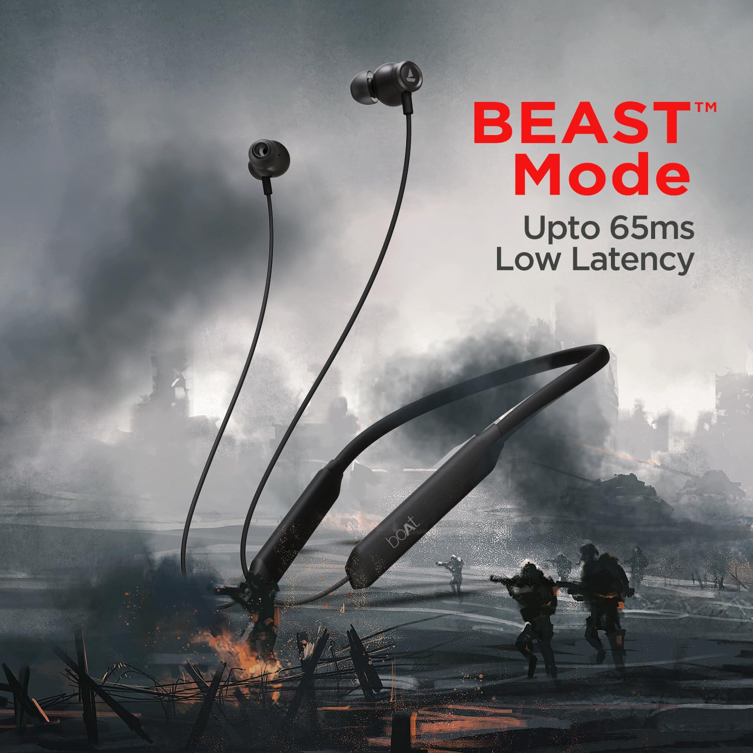 boAt Rockerz 205 Pro in Ear Bluetooth Neckband with Mic Beast ModeLow Latency Upto 65ms ENx Tech for Clear Voice Calls30 Hours Playtime ASAP Charge10mm DriversDual Pairing IPX5Active Black