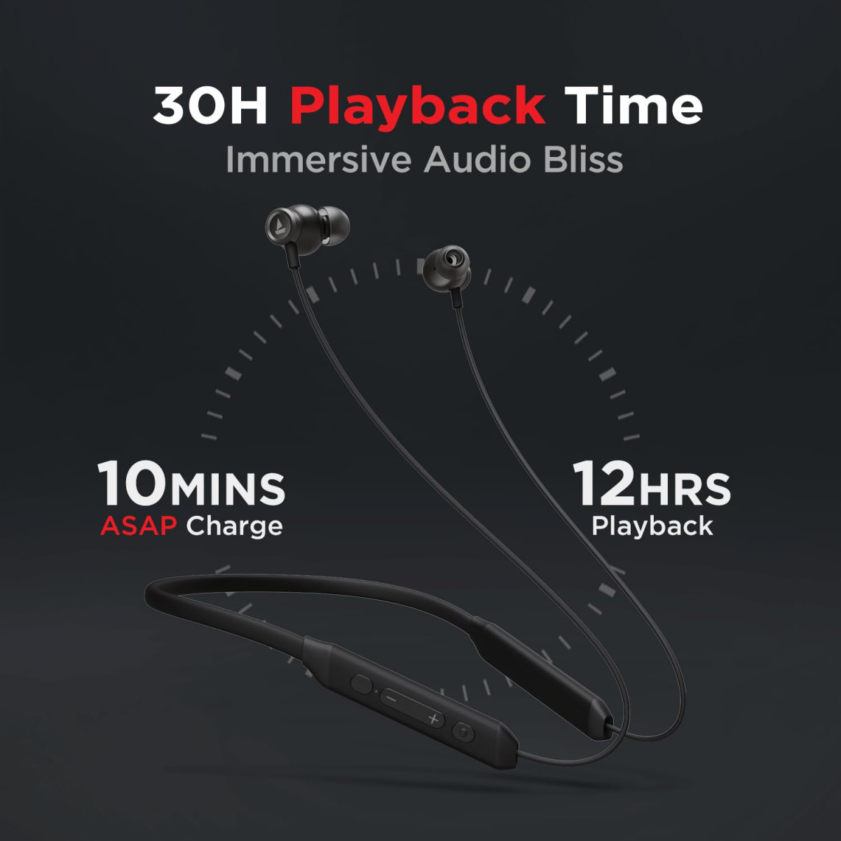 boAt Rockerz 205 Pro in Ear Bluetooth Neckband with Mic Beast ModeLow Latency Upto 65ms ENx Tech for Clear Voice Calls30 Hours Playtime ASAP Charge10mm DriversDual Pairing IPX5Active Black