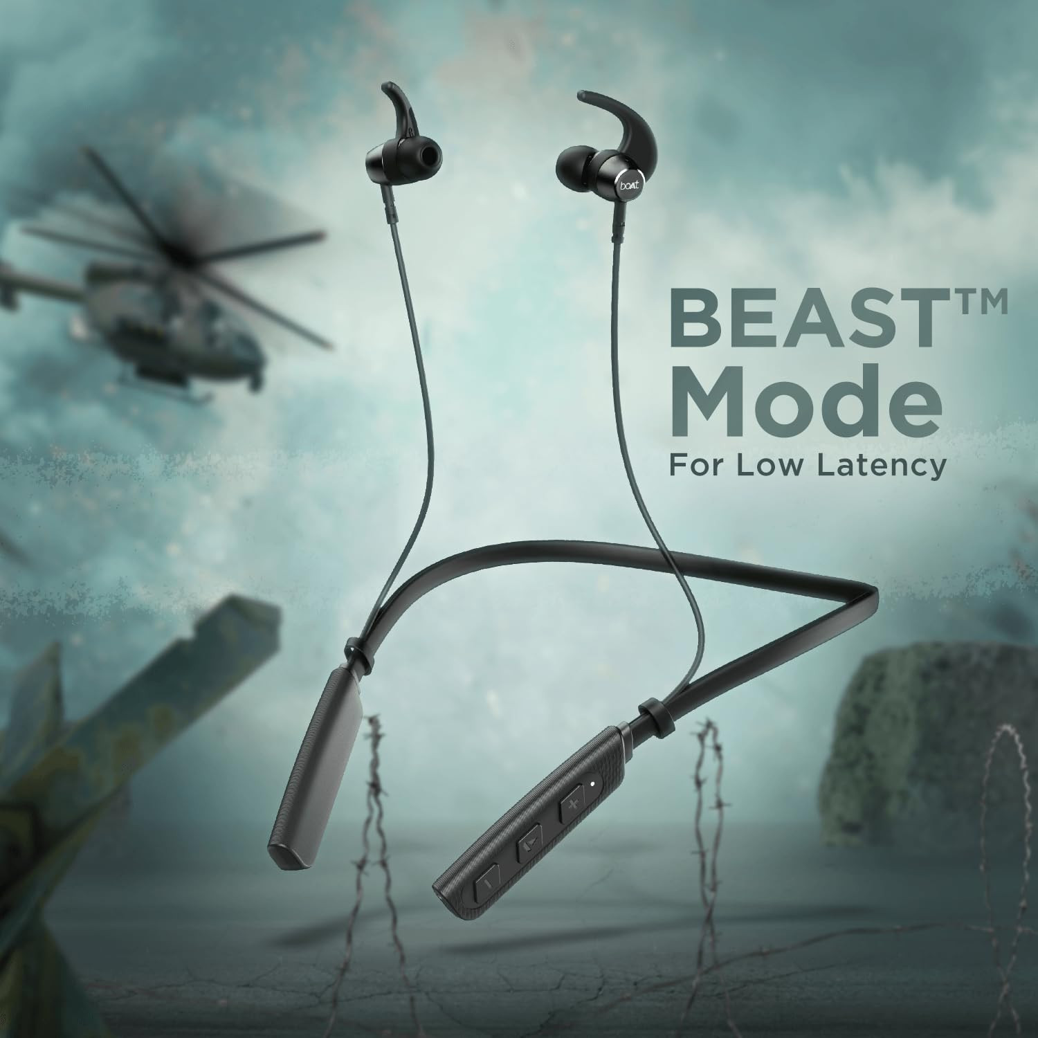 boAt Rockerz 235 Pro Wireless Bluetooth Neckband in Ear Earphone Upto 20 hrs of Playtime Beast Mode Low Latency IPX5 Water Sweat Resistance ENx Technology Bluetooth v52Active Black