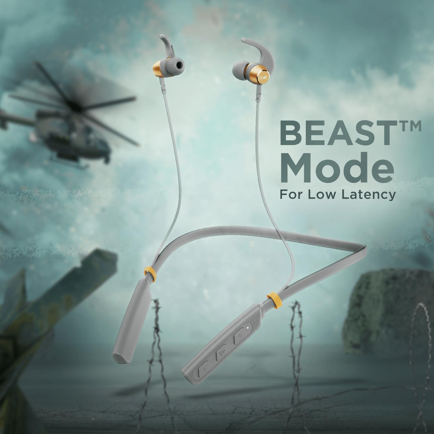 Boat Rockerz 235 Pro Wireless Bluetooth Neckband in Ear Earphone Upto 20 hrs of Playtime Beast Mode Low Latency IPX5 Water Sweat Resistance ENx Technology Bluetooth v52Ash Grey