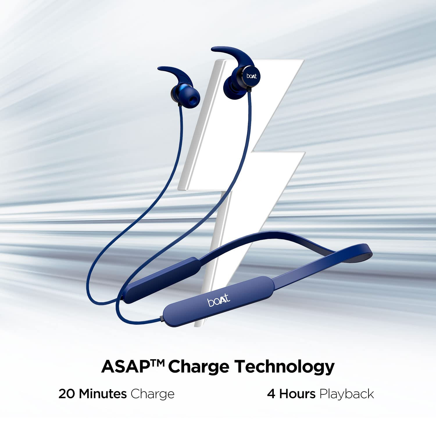 boAt Rockerz 255 Pro in Ear Bluetooth Neckband with Upto 10 Hours Playback ASAP Charge IPX5 Signature Sound Integrated ControlsNavy Blue