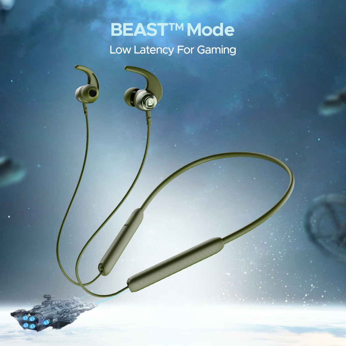 boAt Rockerz 268 Bluetooth in Ear Earphones with Beast Mode ENx Mode ASAP Charge Upto 25 Hours Playback Signature Sound BTv52 IPX5Fern Green
