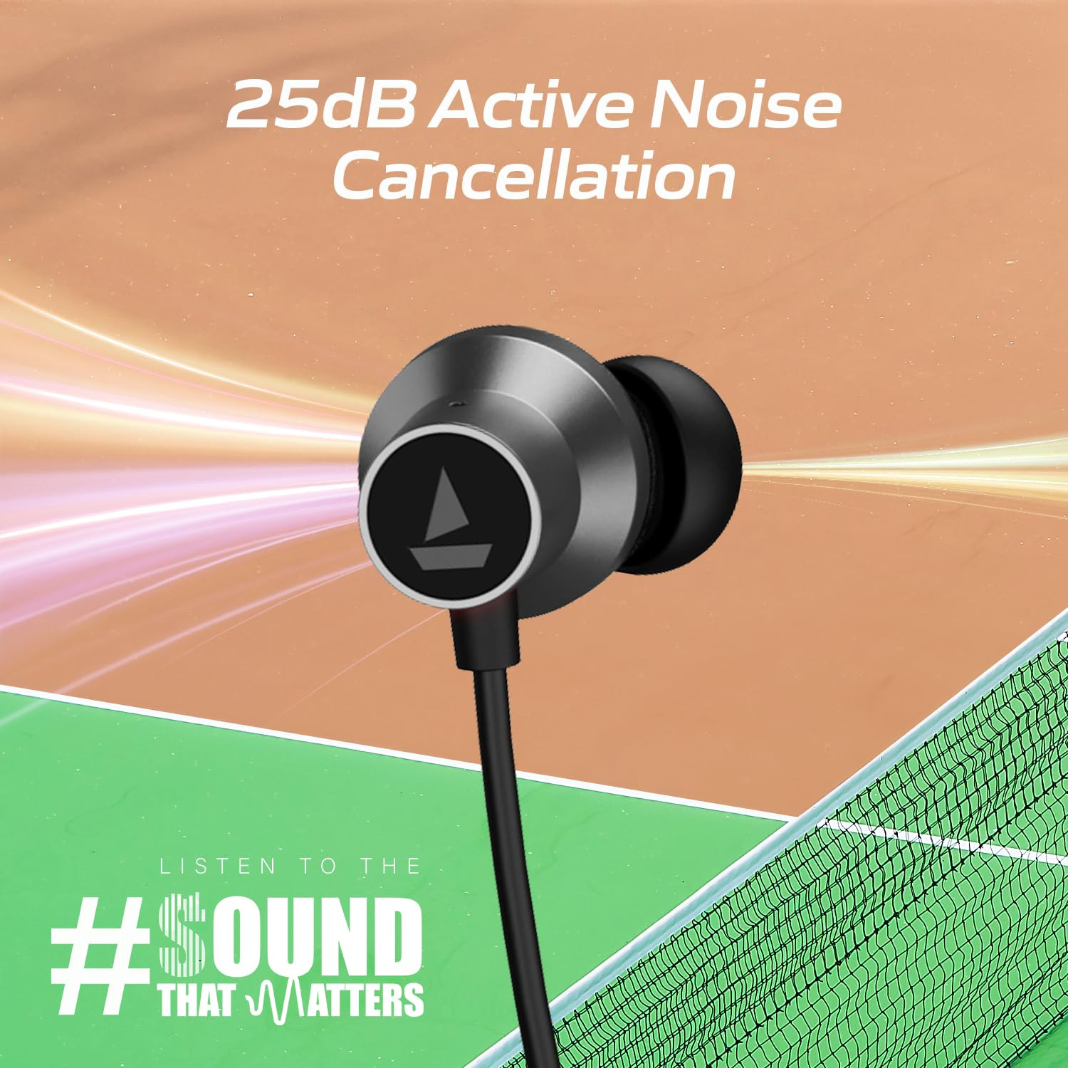 boAt Rockerz 280 ANC wCrystal Bionic Sound Powered by Dirac Opteo Active Noise Cancellation 13mm Drivers ASAP Charge 24H Playback ENx Tech in- Ear Bluetooth NeckbandGunmetal Black