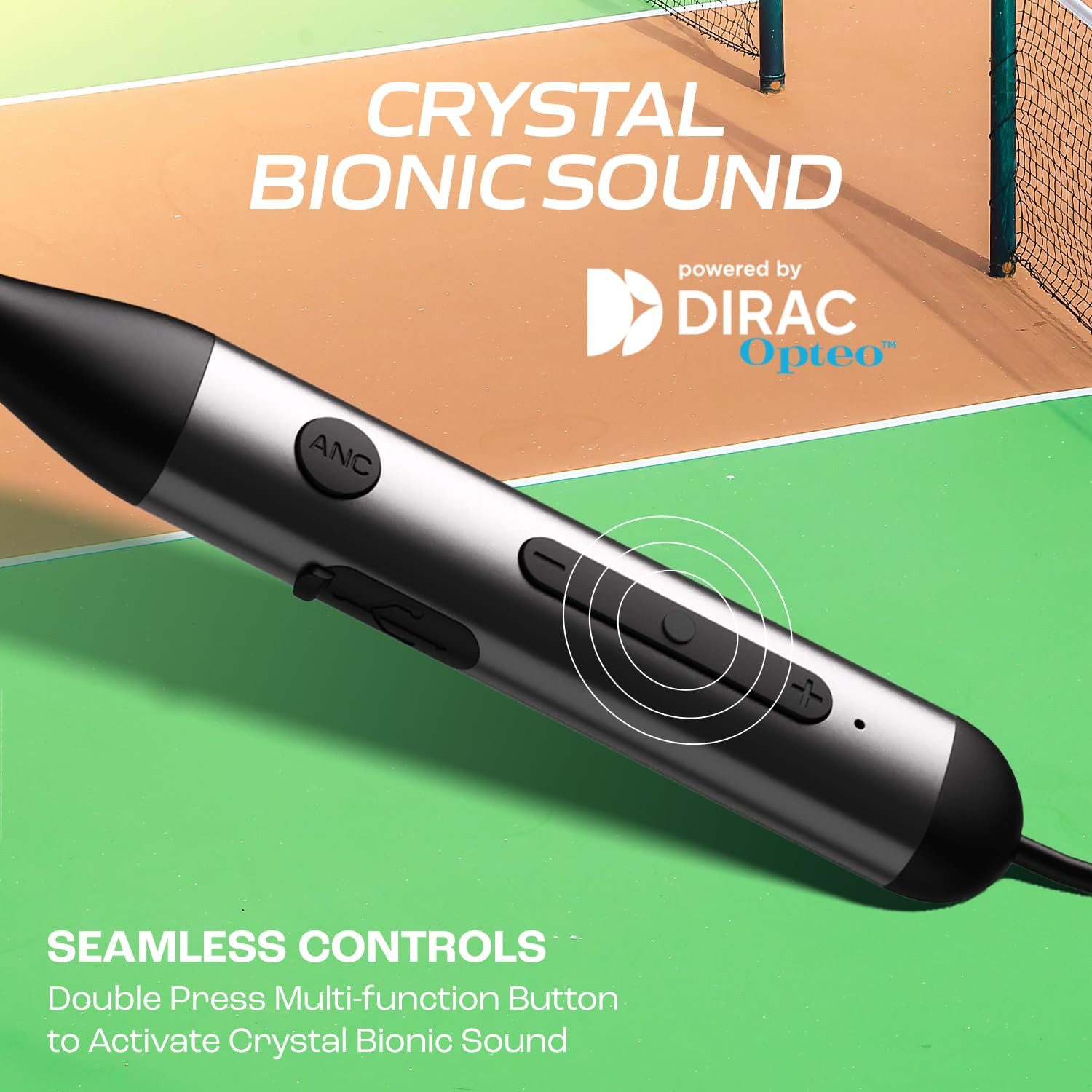 boAt Rockerz 280 ANC wCrystal Bionic Sound Powered by Dirac Opteo Active Noise Cancellation 13mm Drivers ASAP Charge 24H Playback ENx Tech in- Ear Bluetooth NeckbandGunmetal Black