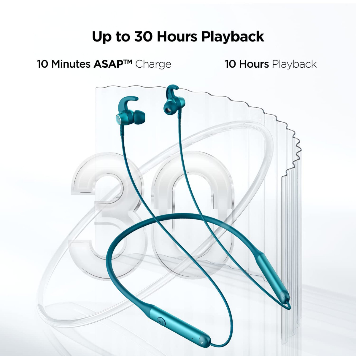 boAt Rockerz 330 in-Ear Bluetooth Neckband with Upto 30 Hours Playtime ASAP Charge Signature Sound Dual Pairing IPX5 with Mic Teal Green