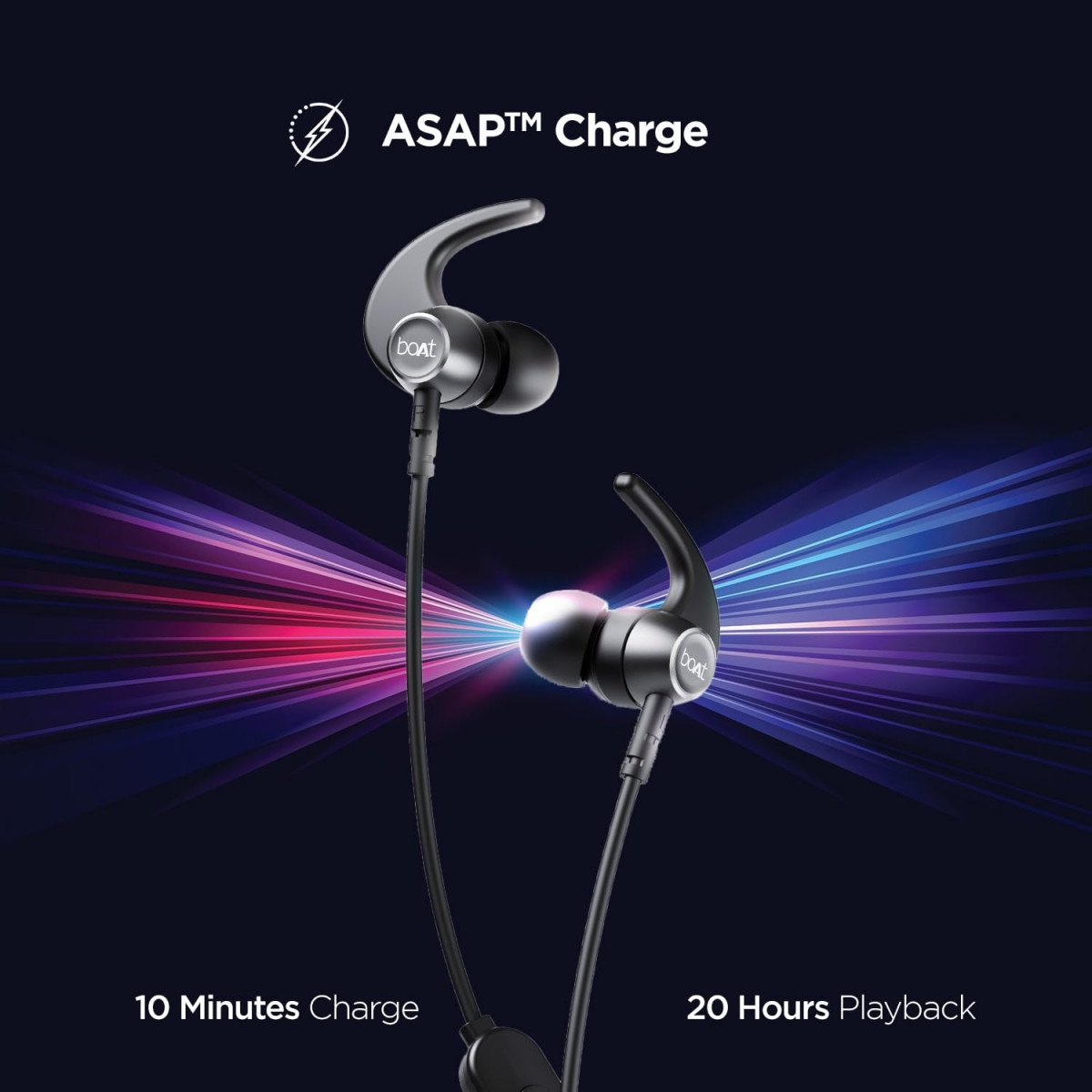 boAt Rockerz 330 Pro in-Ear Bluetooth Neckband with 60HRS Playtime ASAP Charge ENx Tech Signature Sound BT v52 Dual Pairing IPX5 with Mic Active Black