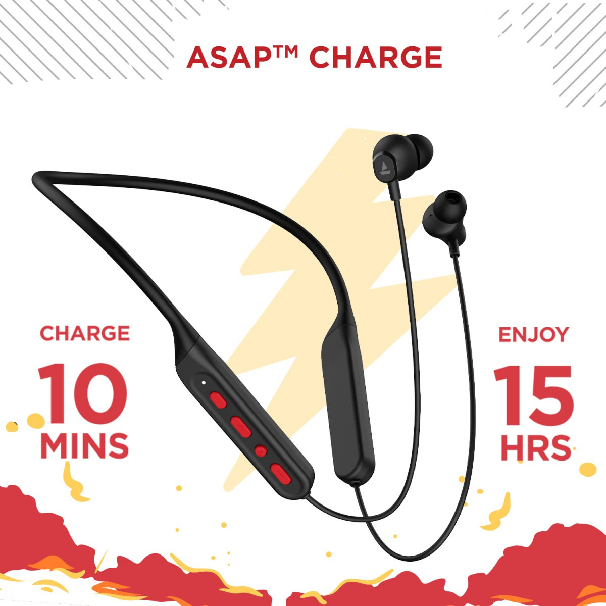 boAt Rockerz 378 Bluetooth Neckband with Spatial Bionic Sound Tuned by THX Beast Mode ASAP Charge Signature Sound 25 Hours Playtime  BT v51Active Black