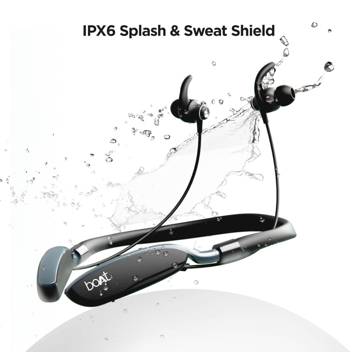 boAt Rockerz 385V2 Bluetooth in Ear Neckband with Qualcomm Aptx CVC Upto 40 Hours Battery ASAP Charge Ipx6 Rating and Dual PairingActive Black