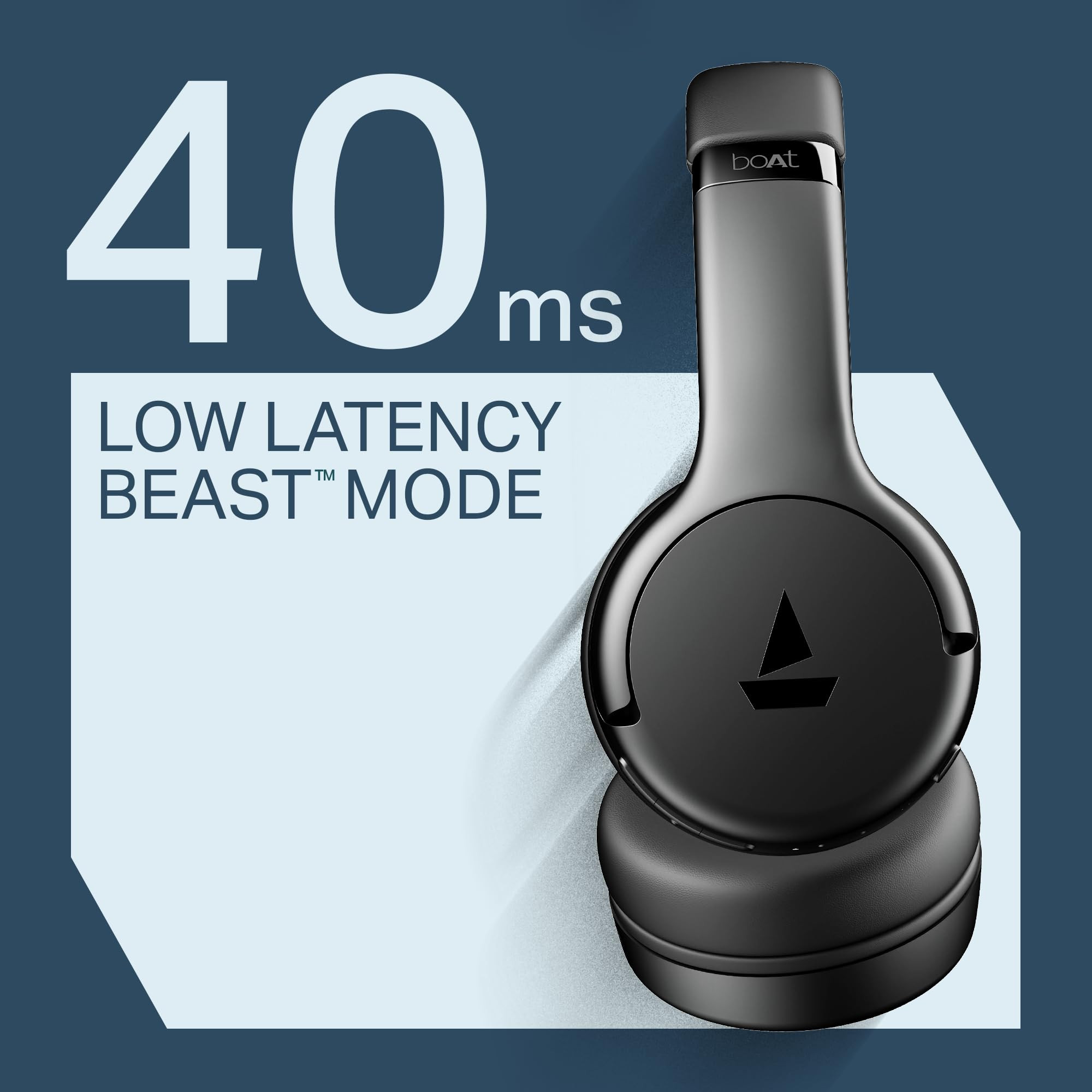 boAt Rockerz 411 2025 Launch 40ms Low Latency 40Hrs Battery 40mm Drivers ENx Tech Integrated Controls v54 Bluetooth Headphones Wireless Headphone with Mic Active Black