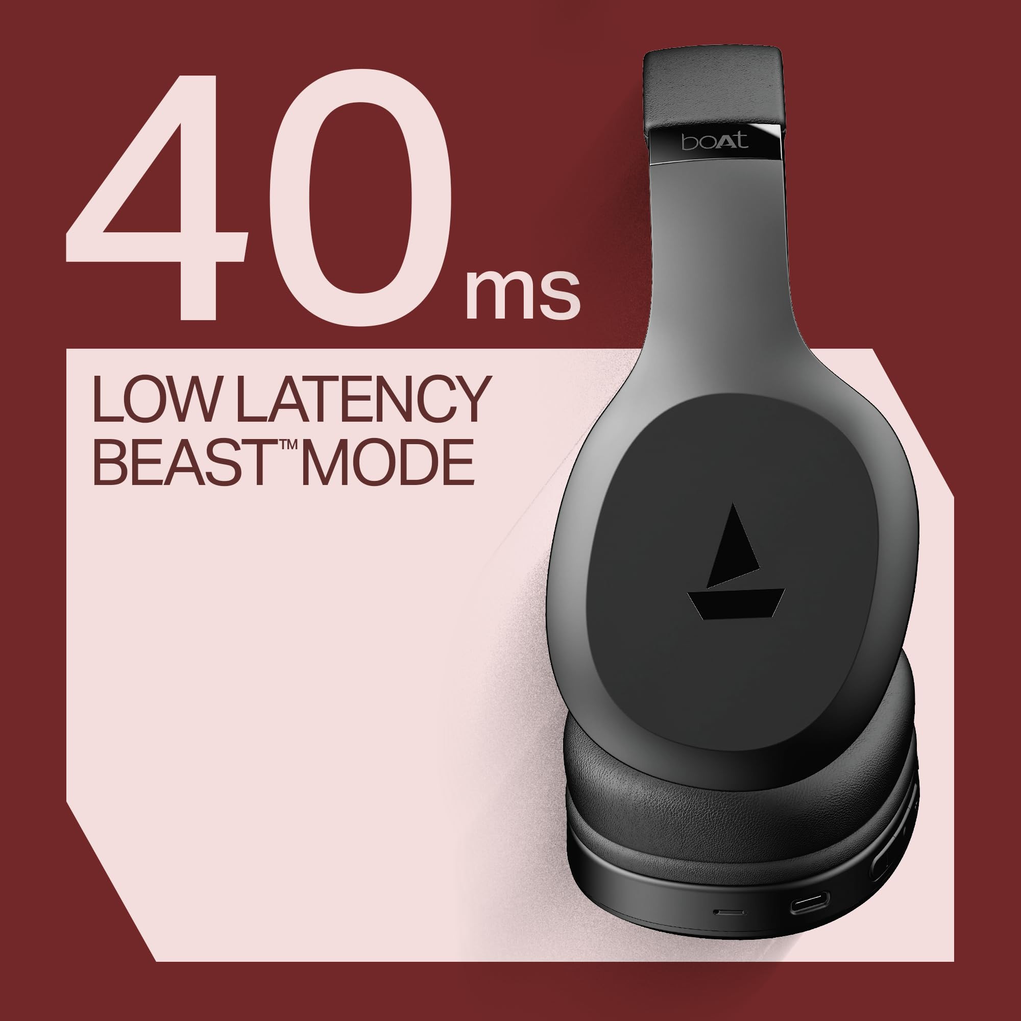 boAt Rockerz 412 2025 Launch 60Hrs Battery 40mm Drivers 40ms Low Latency ENx Tech Integrated Controls v54 Bluetooth Headphones Wireless Headphone with Mic Active Black