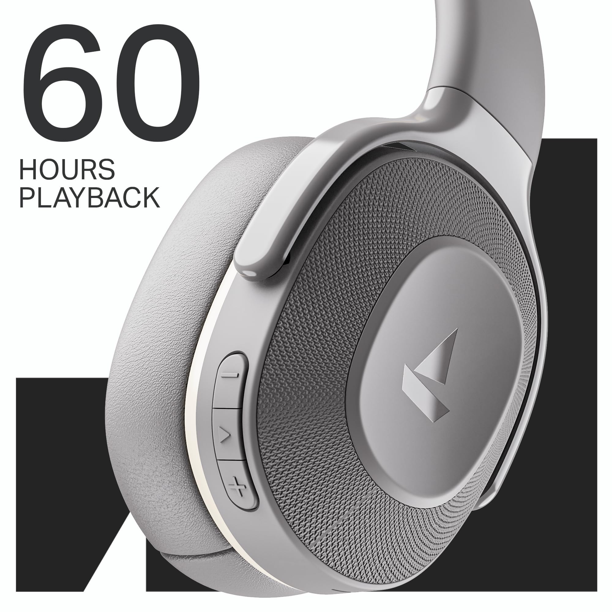 boAt Rockerz 413 2025 Launch 60Hrs Battery 40mm Drivers Dual Pair ENx Tech Low Latency Integrated Controls Bluetooth Headphones Wireless Headphone with Mic Ash Grey