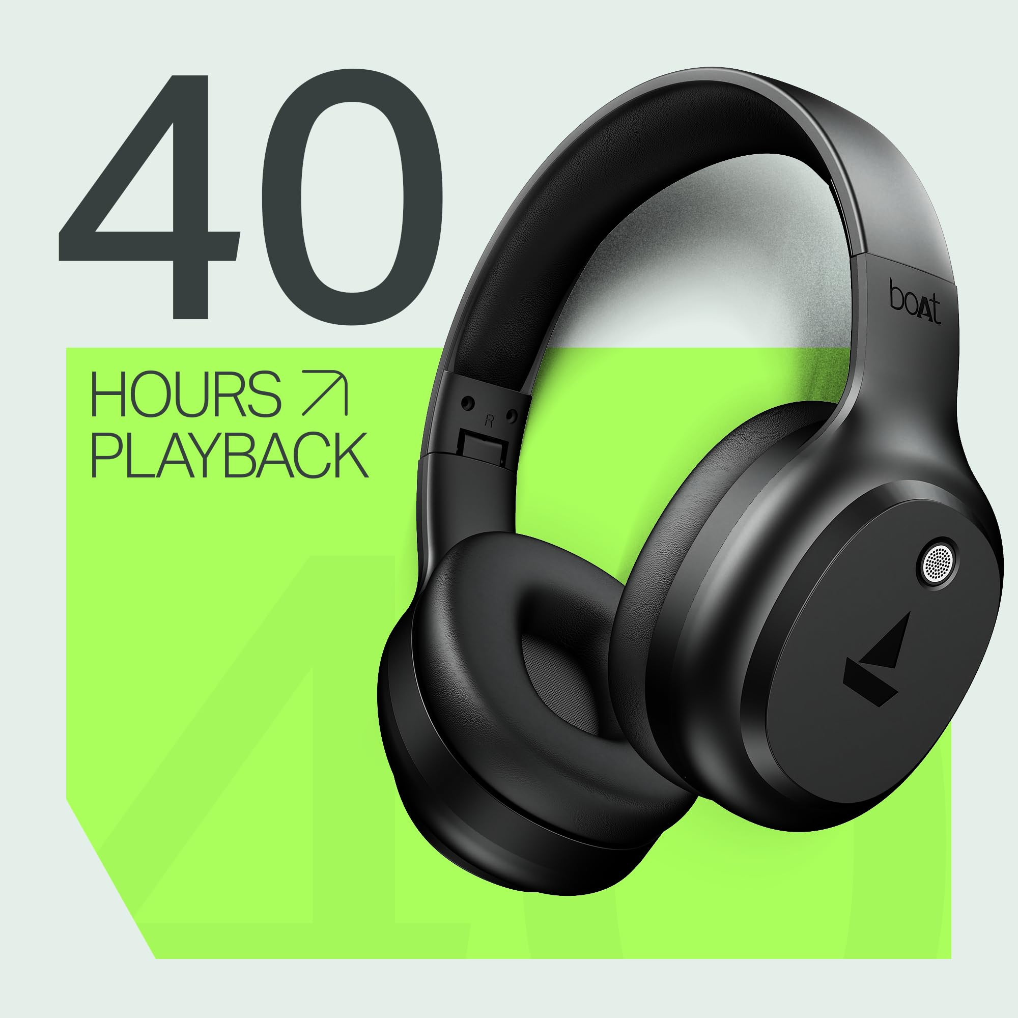 boAt Rockerz 421 2025 Launch 40Hrs Battery Low Latency40ms 40mm Drivers ENx Technology Integrated Controls v54 Bluetooth Headphones Wireless Headphone with Mic Black Sabre