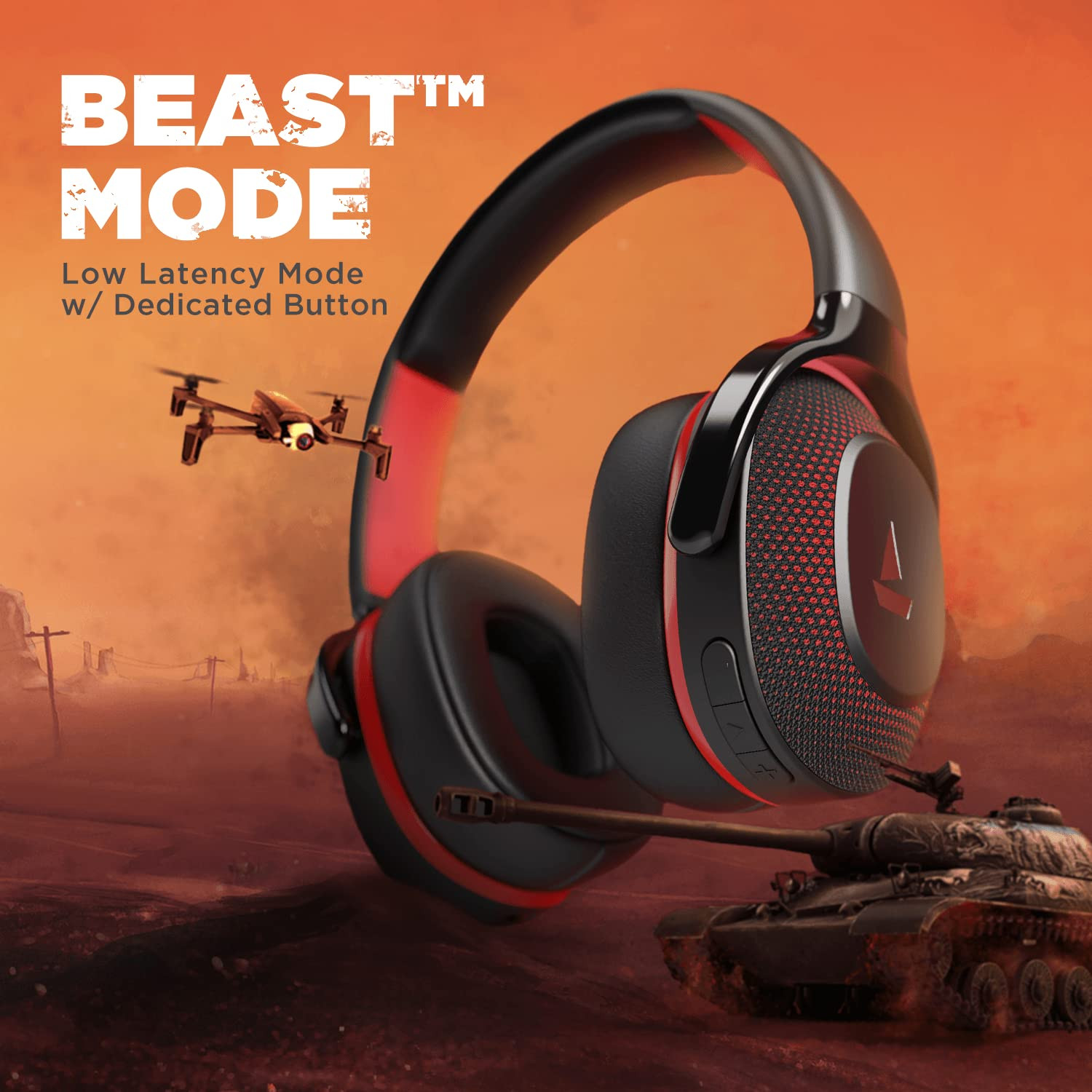 boAt Rockerz 425 Bluetooth Wireless Over Ear Headphones with Mic Signature Sound Beast Mode for Gaming Enx Tech ASAP Charge 25H Playtime Bluetooth V52 Active Black