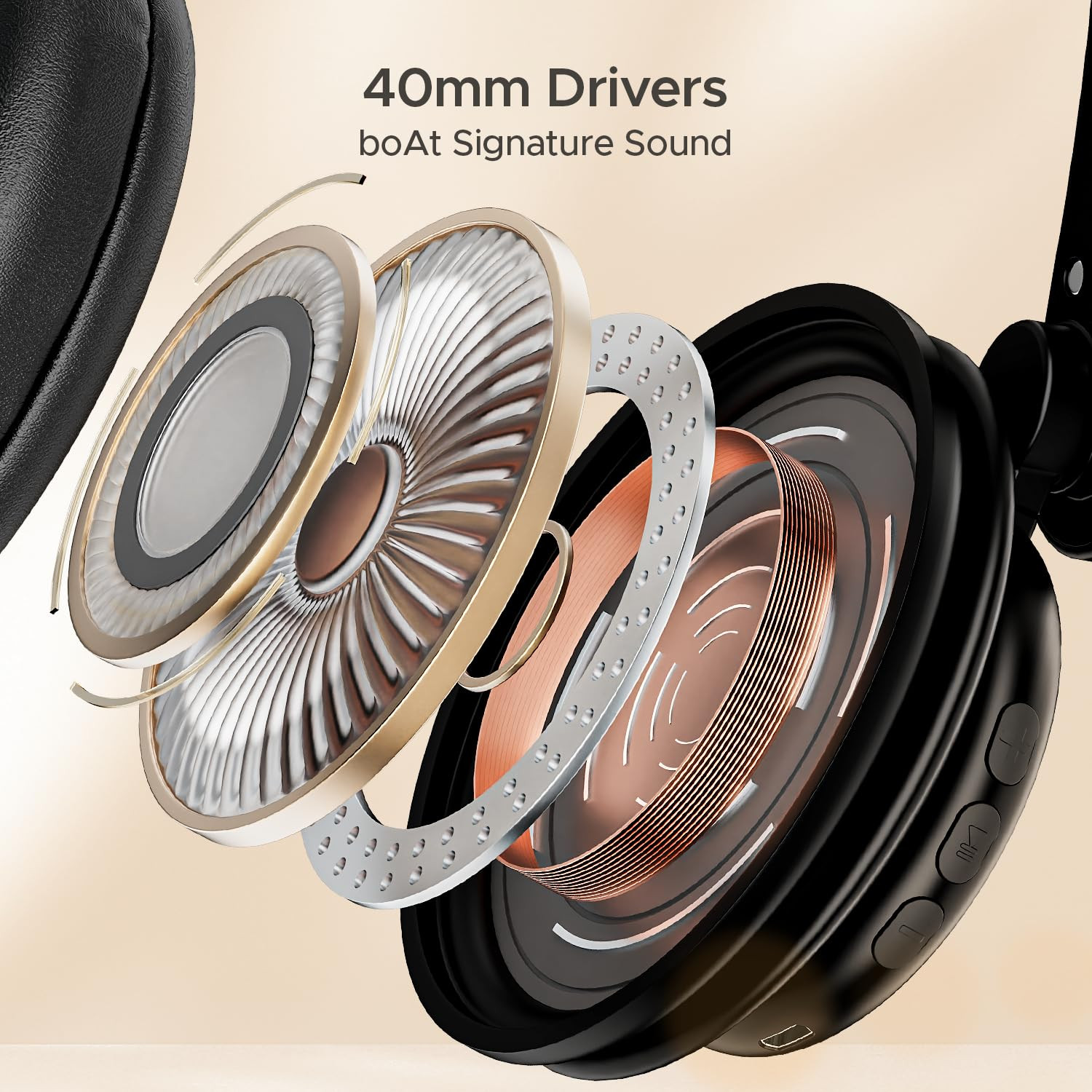 boAt Rockerz 450 15 HRS Battery 40mm Drivers Padded Ear Cushions Integrated Controls Dual Modes On Ear Bluetooth Headphones Wireless Headphone with Mic Luscious Black