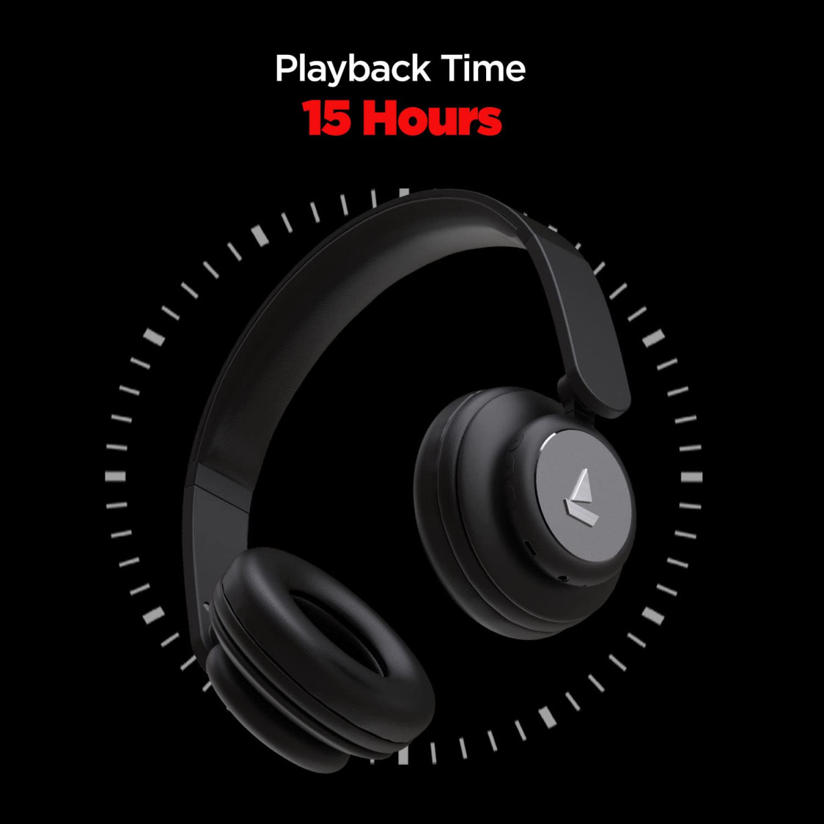boAt Rockerz 450 Bluetooth On Ear Headphones with Mic Upto 15 Hours Playback Black