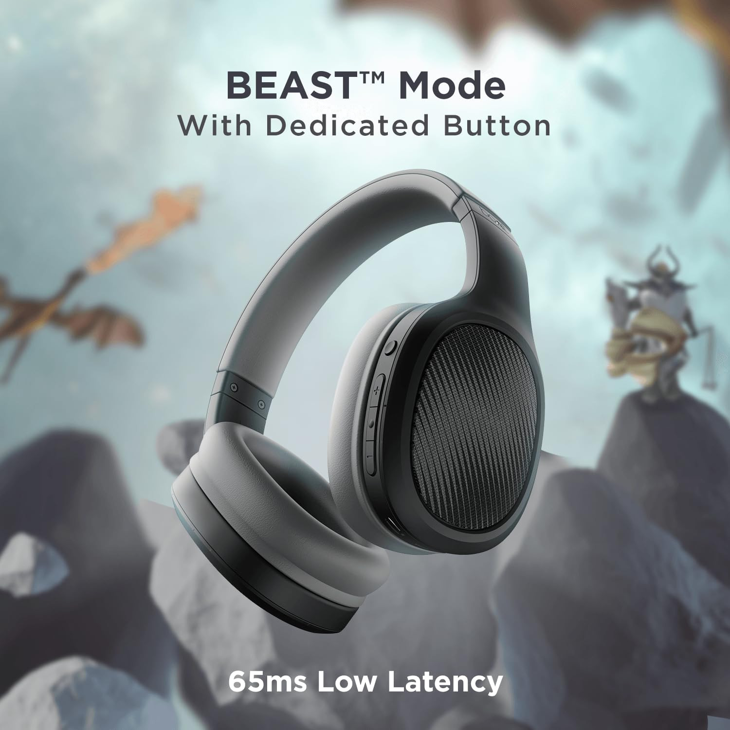 boAt Rockerz 460 Wireless Over Ear Headphones wUp to 30hrs Playtime 40mm Drivers Beast Mode ENx Dual Pairing BT v52 Instant Voice Assistant Adaptive FitActive Black