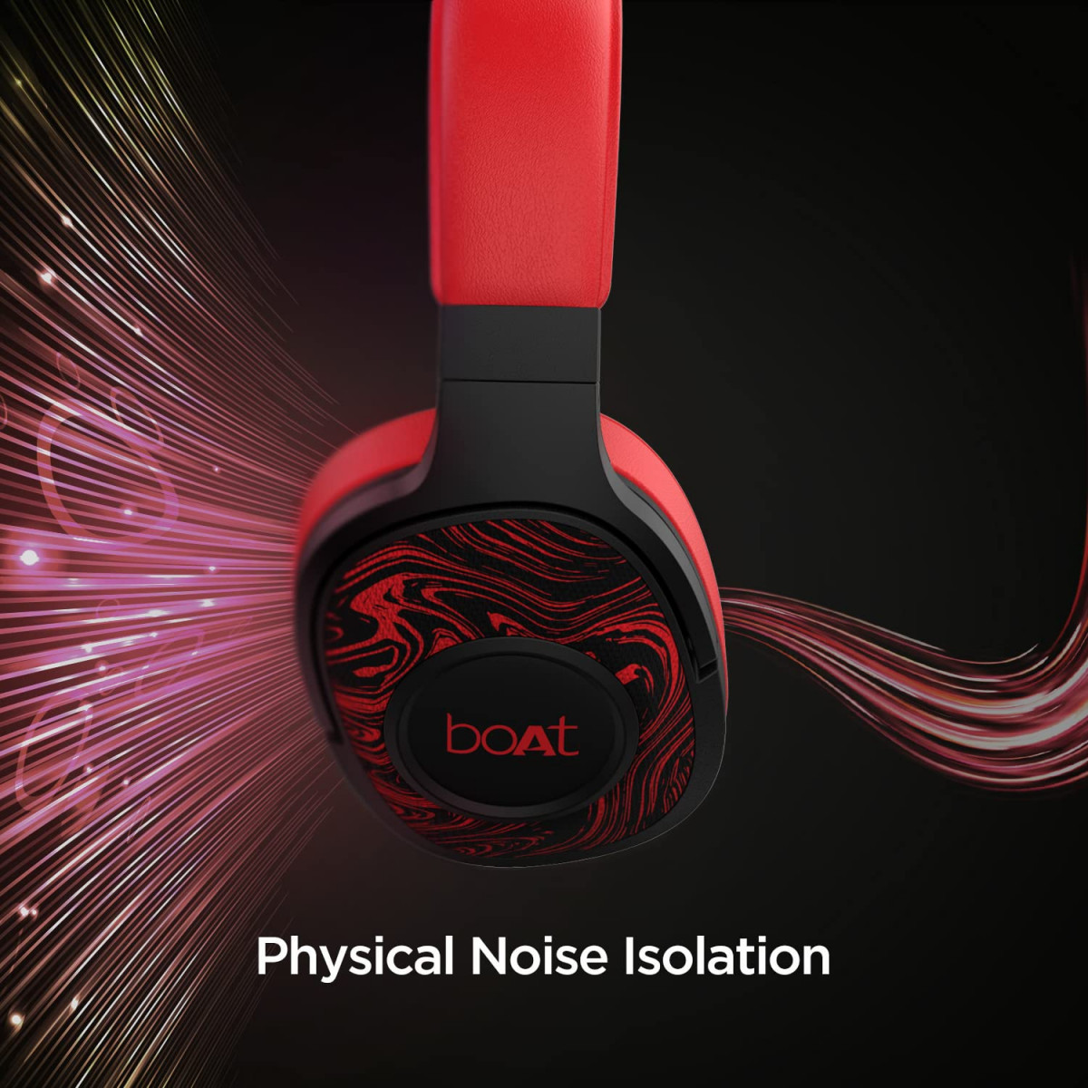 boAt Rockerz 550 Bluetooth Wireless Over Ear Headphones with Mic Upto 20 Hours Playback Red