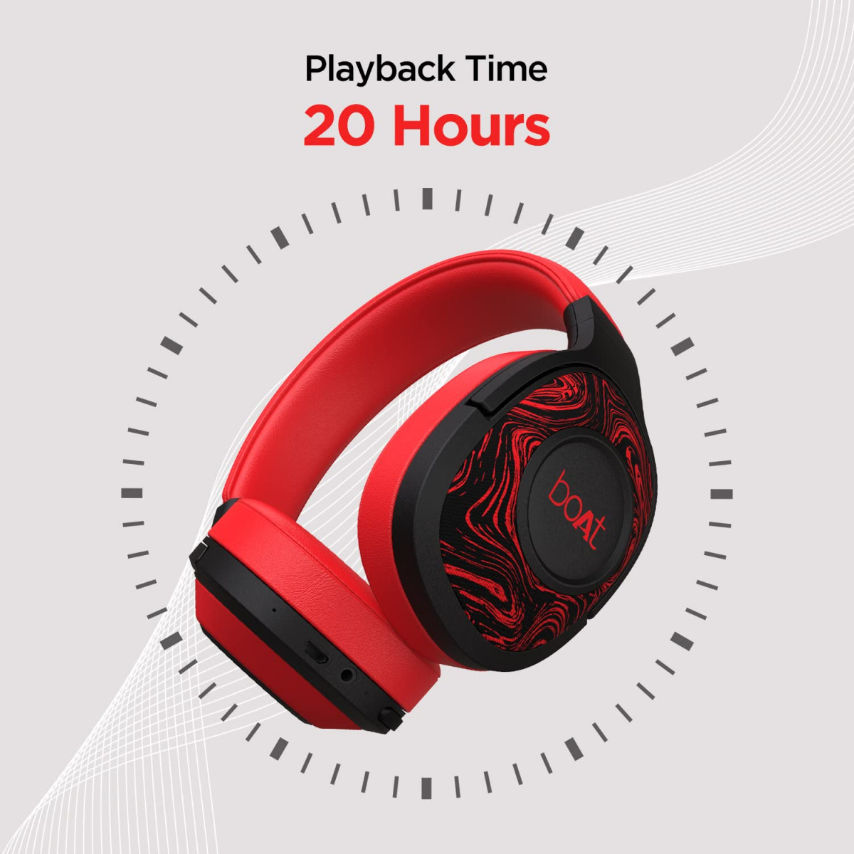 boAt Rockerz 550 Bluetooth Wireless Over Ear Headphones with Mic Upto 20 Hours Playback Red