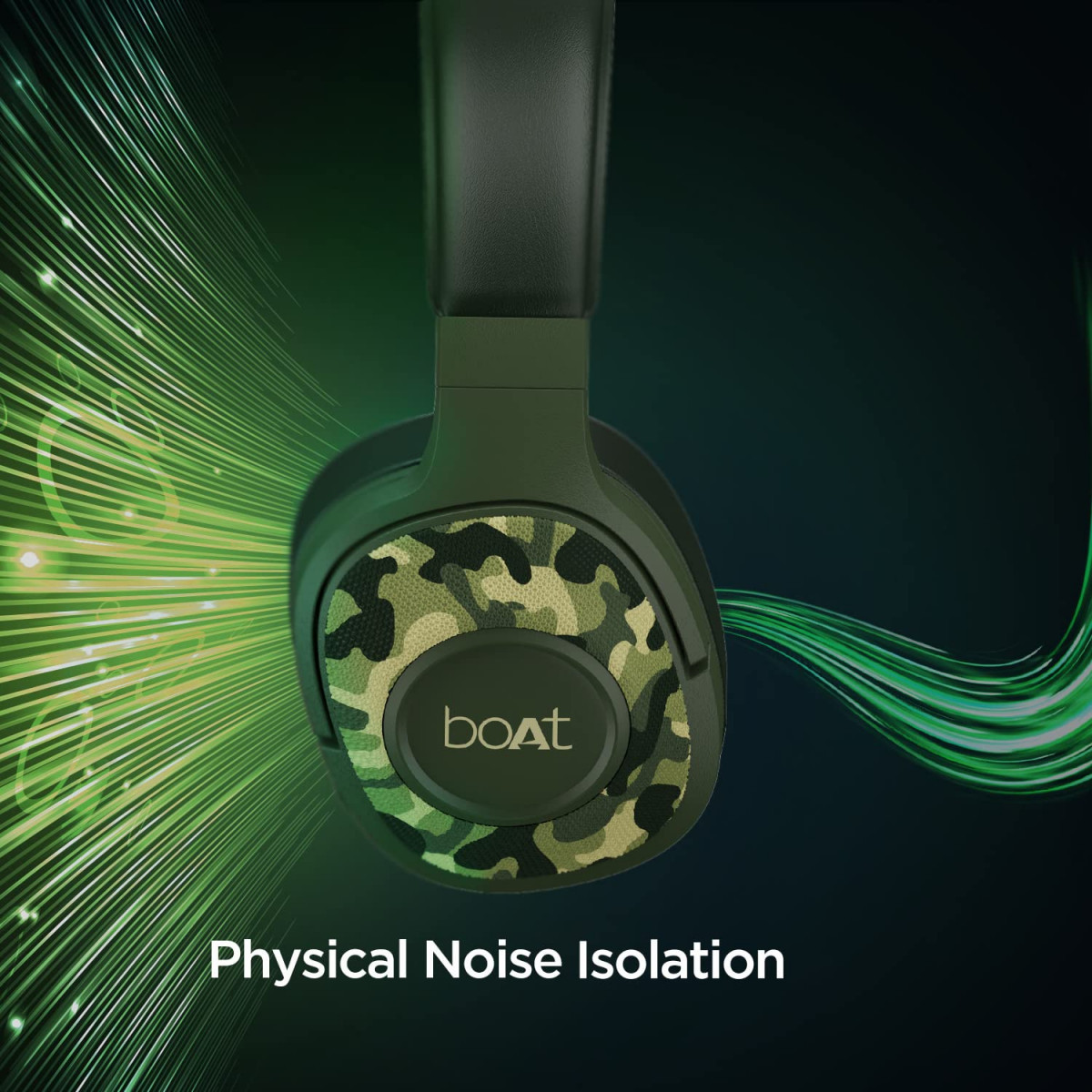 boAt Rockerz 550 Over Ear Bluetooth Headphones with Upto 20 Hours Playback Army Green