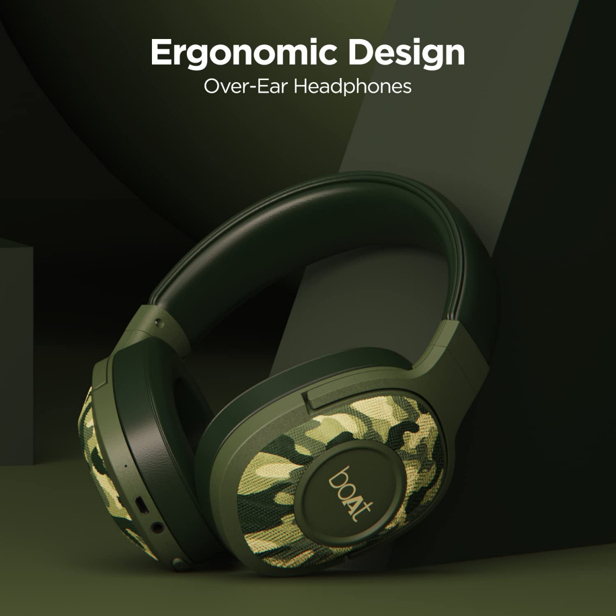 boAt Rockerz 550 Over Ear Bluetooth Headphones with Upto 20 Hours Playback Army Green