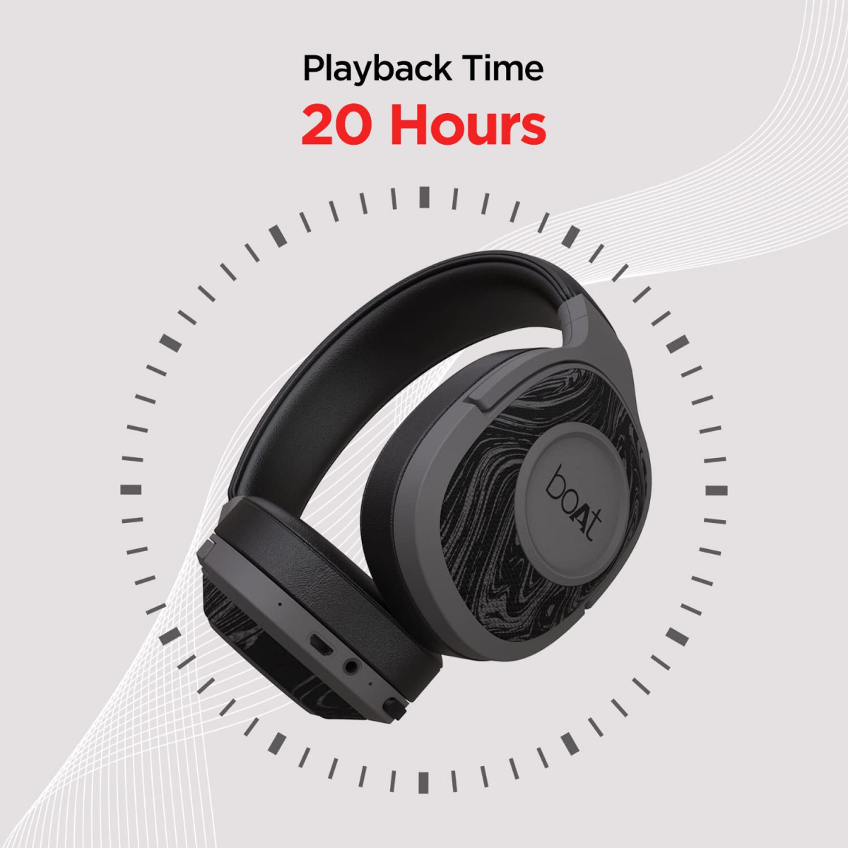 boAt Rockerz 550 Over Ear Bluetooth Headphones with Upto 20 Hours Playback Black