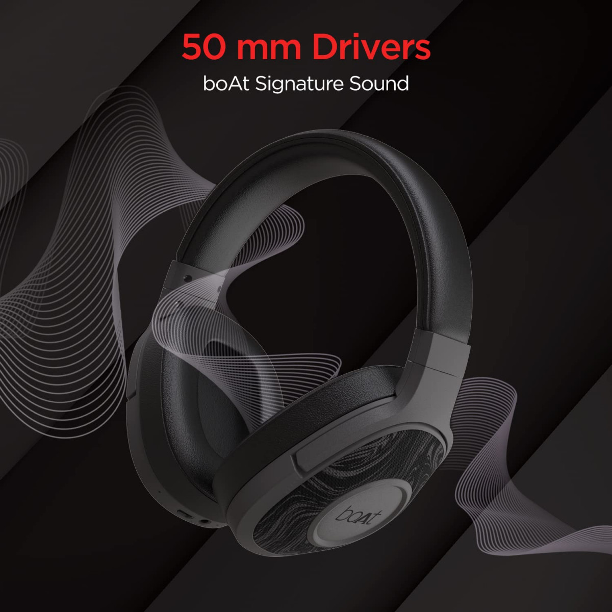 boAt Rockerz 550 Over Ear Bluetooth Headphones with Upto 20 Hours Playback Black