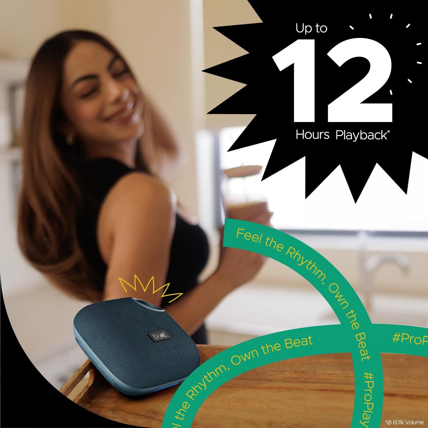 boAt Stone 193 Pro Stone190 Pro with 5W Signature Sound Up to 12hrs of Playtime TWS Feature Built-in Mic Bluetooth v53 AUX Port TF Card IPX6 Type-C Bluetooth Speaker Tropical Blue