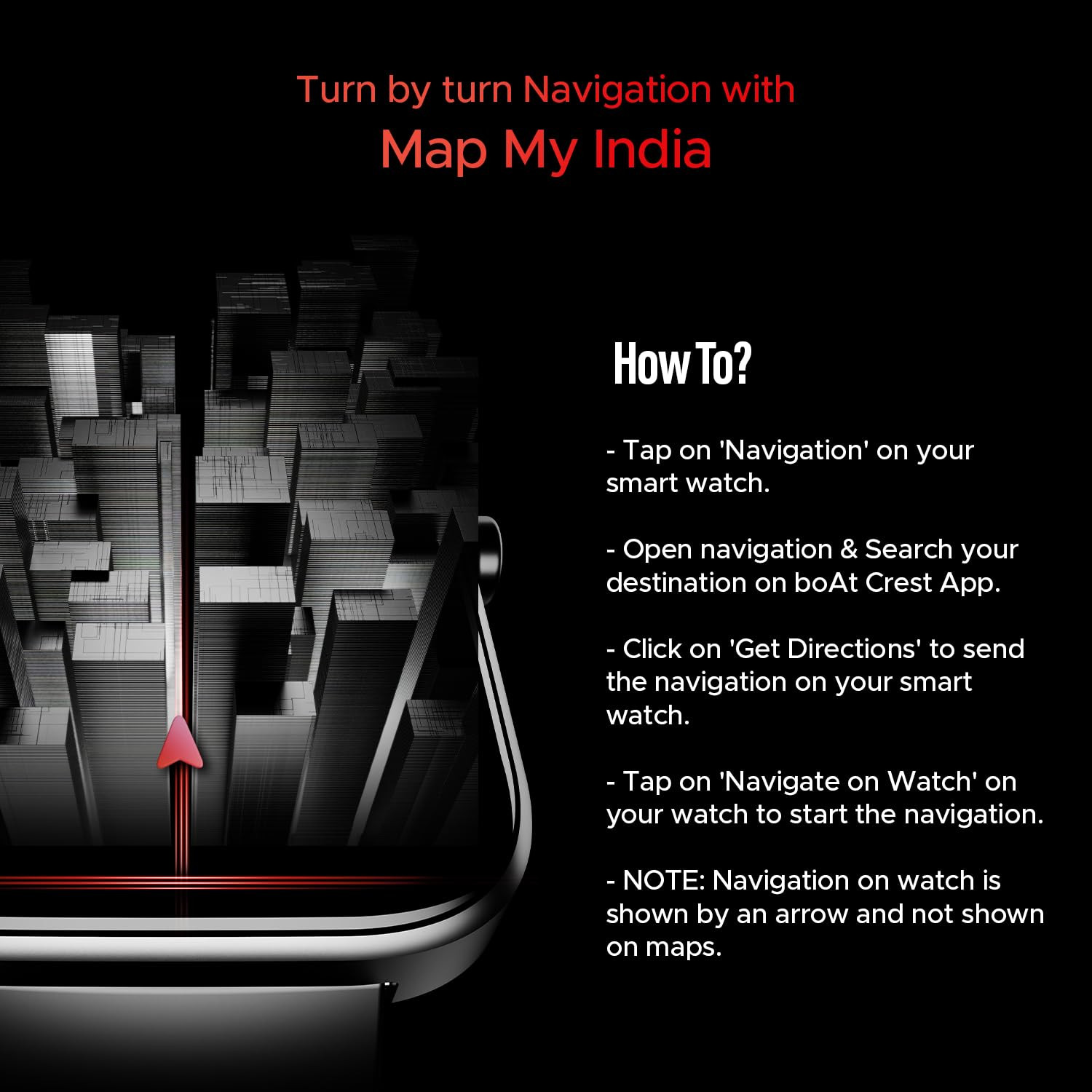 boAt Storm Call 3 wTurn-by-Turn Navigation 183 46 cm HD Display Bluetooth Calling Crest OS QR Tray Watch Face Studio Coins Emergency SOS Smart Watch for Men WomenActive Black