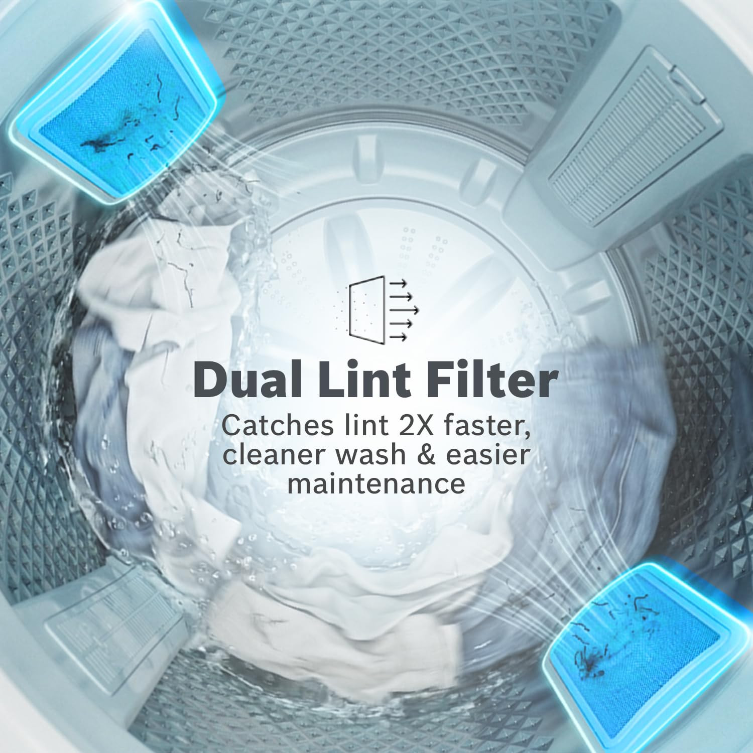 Bosch 7 kg 5 Star Fully Automatic Top Load Washing MachinePowerWave WashInbuilt Dual Lint Filter Stainless Steel VarioDrum with 5 fin Pulsator Water Save Flex Drain Dark Grey WOE70AH0IN