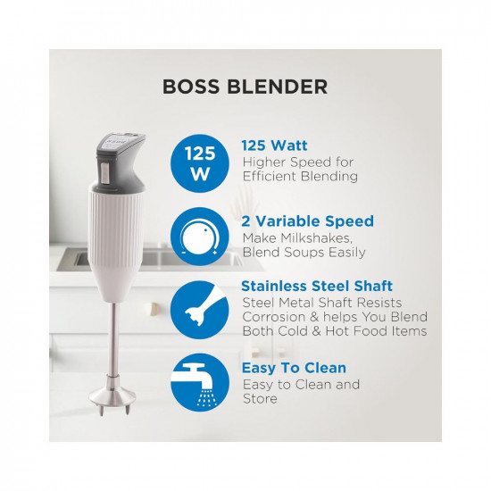 BOSS E111 Portable 125 Watt Hand Blender Grey
