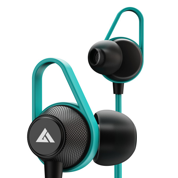 Image of Boult Audio Bassbuds Loop 2 Wired in Ear Earphones with Mic, 10mm Powerful Driver for Extra Bass with Customizable Ear Loop (Teal Blue)