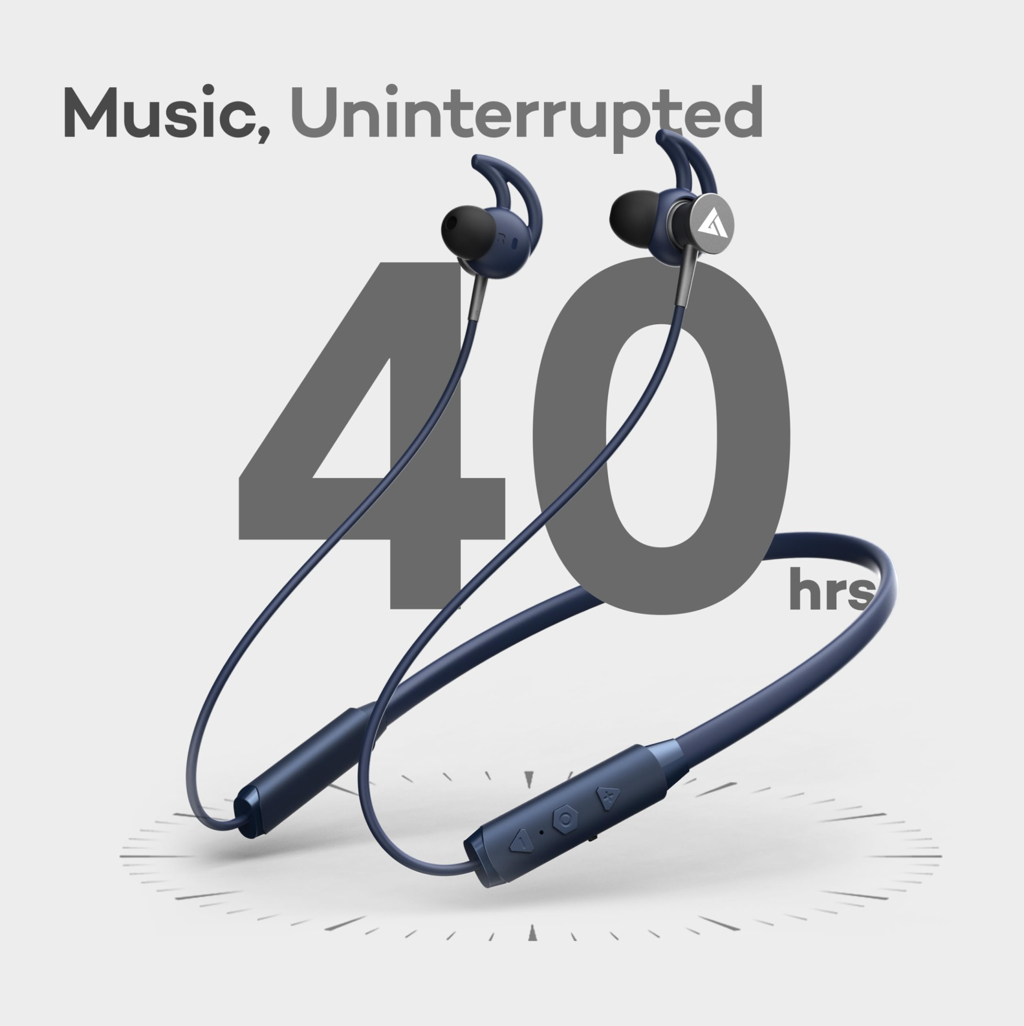 Boult Audio FXCharge Bluetooth Earphones with 40H Playtime Dual Pairing Neckband Zen ENC Mic Type-C Fast Charging 5Mins75Hrs Biggest 142mm Bass Driver IPX5 Premium Silicone Neck Band Blue