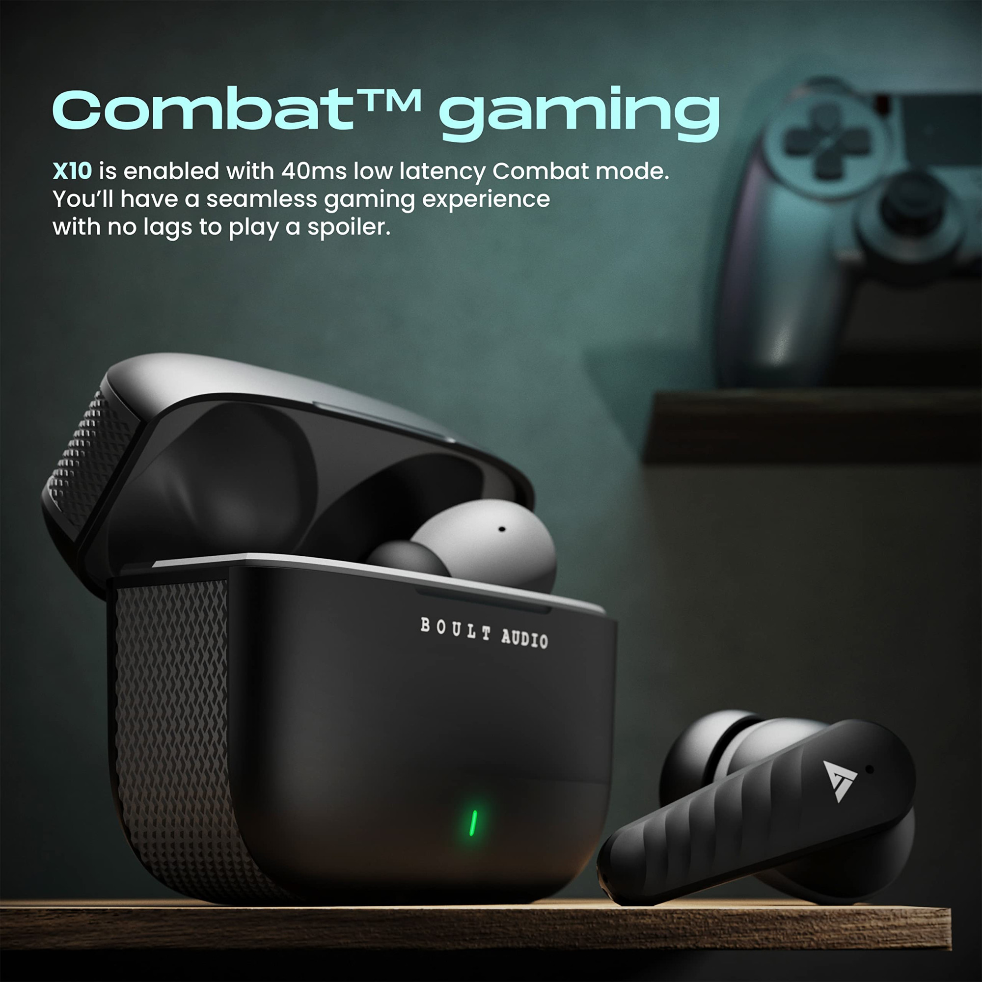 Boult Audio Rito TWS Earbuds with 45H Playtime Quad Mic Clear Calling ENC 50ms Xtreme Low Latency Gaming 10mm Rich Bass Driver Type-C Fast Charging IPX5 53 Bluetooth Wireless Ear Buds Blue