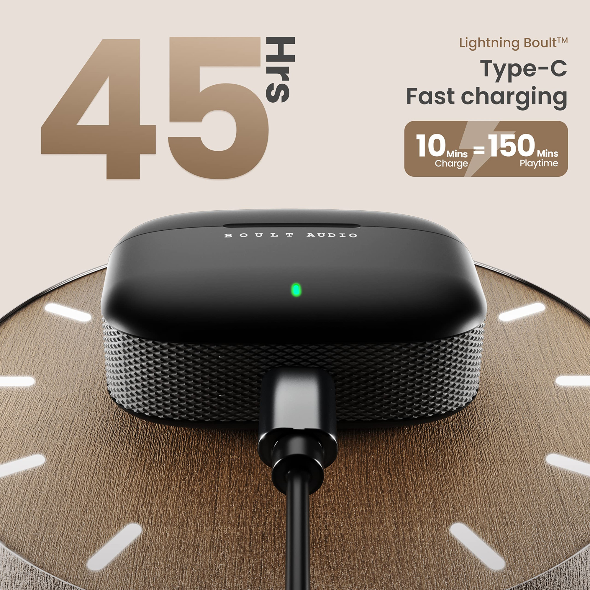 Boult Audio X10 True Wireless in Ear Earbuds with 45H Playtime 40ms Xtreme Low Latency Mode ENC Mic Made in India Type-C Fast Charging 10mm Bass Drivers IPX5 Bluetooth 53 Ear Buds Black