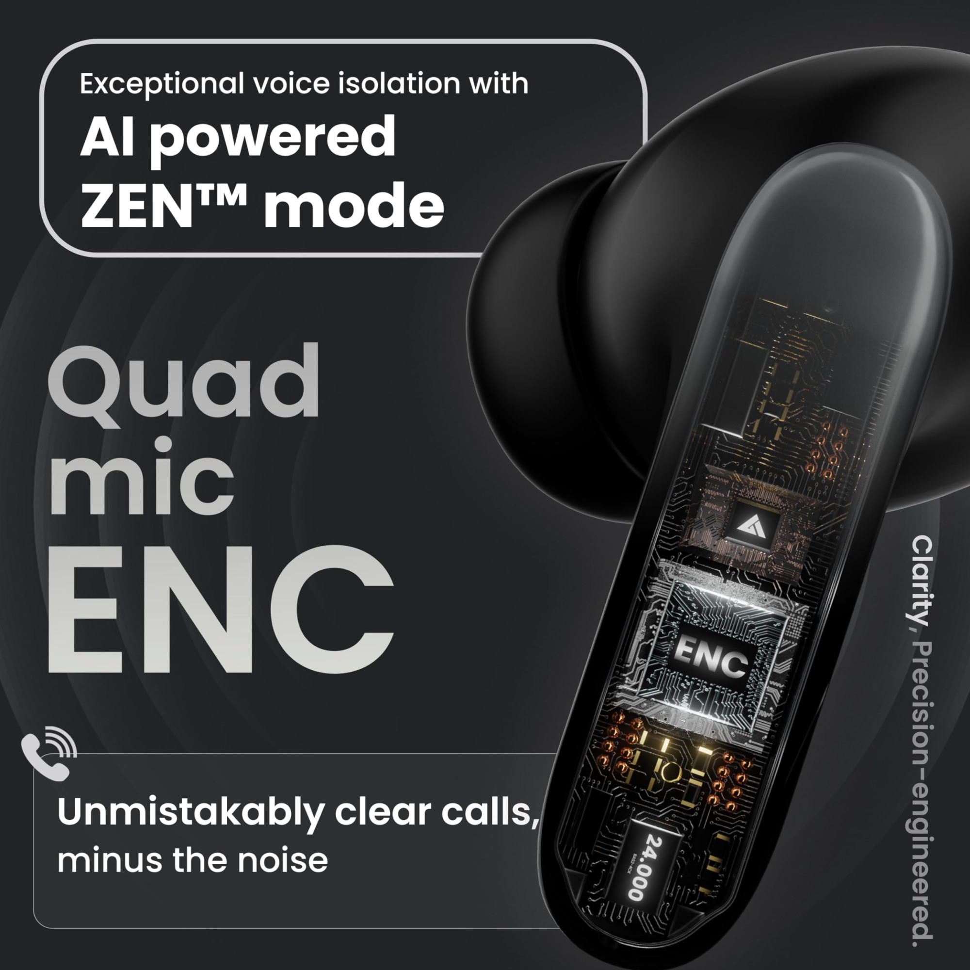 Boult Audio Z20 Pro Truly Wireless Bluetooth Ear Buds with 60 Hours Playtime 4 Mics Clear Calling Made in India 45ms Low Latency Rich Bass Drivers IPX5 TWS Earbuds Bluetooth Wireless Black