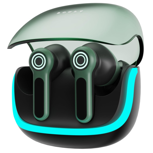 Image of Boult Audio Z40 Gaming in Ear Earbuds with 60H Playtime, 40ms Ultra Low Latency, Quad Mic ENC, Fast Pairing, Breathing LEDs, Type-C Fast Charging, BTv 5.4, Made in India, Earbuds TWS (Black Moss)