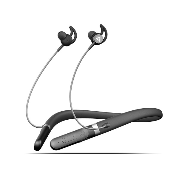 Image of Boult Audio ZCharge Bluetooth Earphones with 40H Playtime, Dual Pairing Neckband, Zen™ ENC Mic, Type-C Fast Charging (10Mins=15Hrs), Biggest 14.2mm Bass Driver IPX5 Premium Silicone Neck Band (Black)