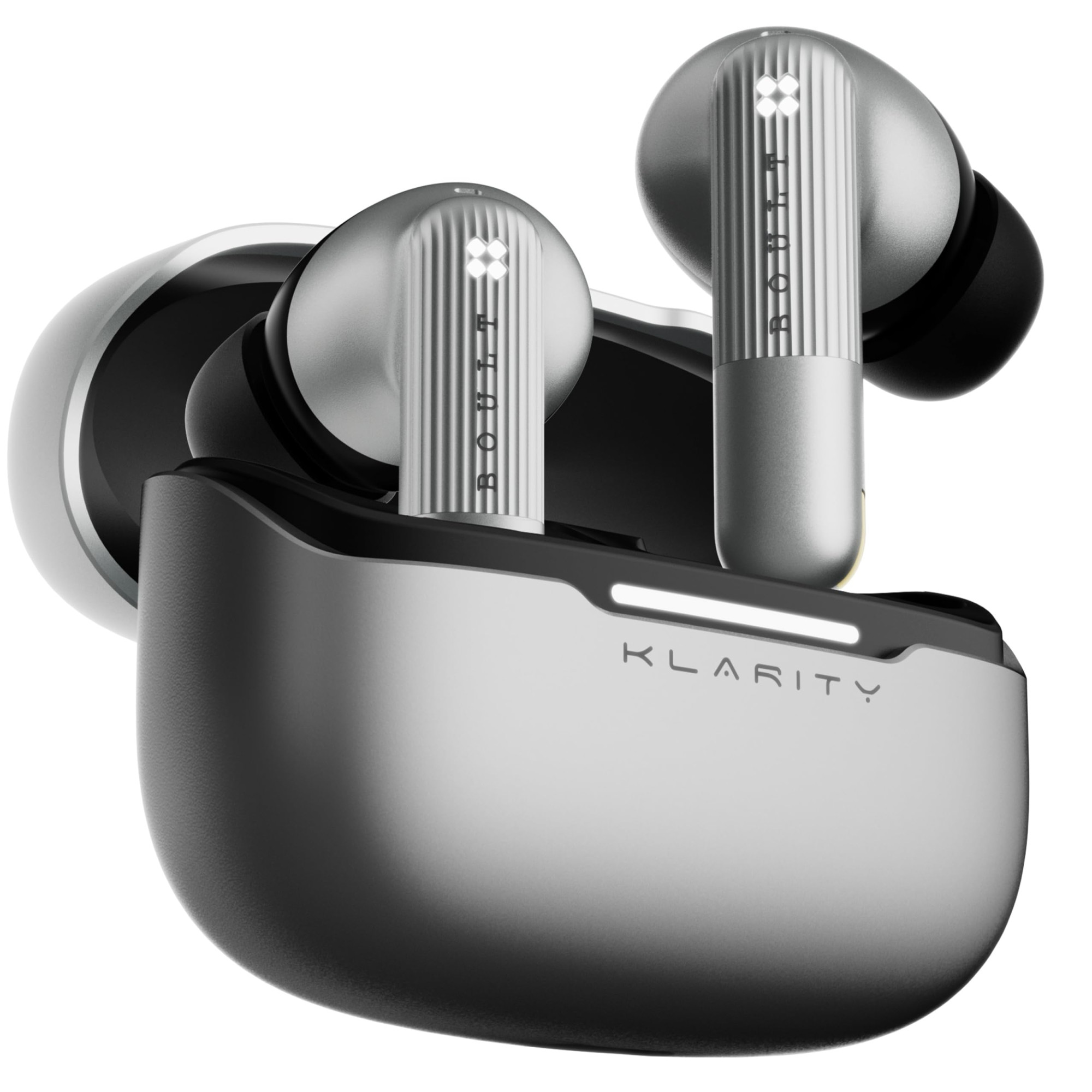 Boult Klarity 3 6-Mic Hybrid ANC Upto 50dB in Ear Earbuds Spatial Audio Dual Device Pairing 50H Playtime Wind Noise Reduction 6 Mic Calling Type-C Fast Charging 13mm Bass Driver TWS Grey