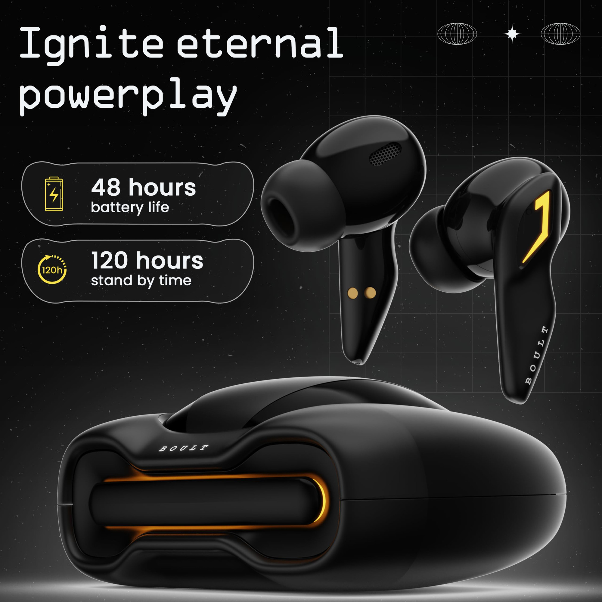 Boult Newly Launched Astra Truly Wireless in Ear Earbuds with 48H Playtime Built-in App Support 45ms Low Latency Gaming Breathing LEDs 13mm Bass Drivers Ear Buds Made in India Black Gloss