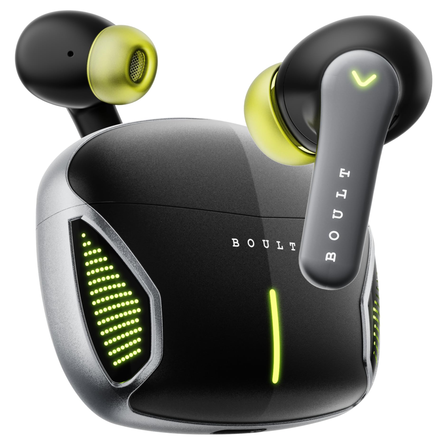 Boult Newly Launched Audio Z20 Gaming Wireless in Ear Earbuds with 50H Playtime 4 Mics ENC 45ms Low Latency Gaming Breathing LEDs Made in India 10mm Drivers Bluetooth Ear Buds TWS Black Metal