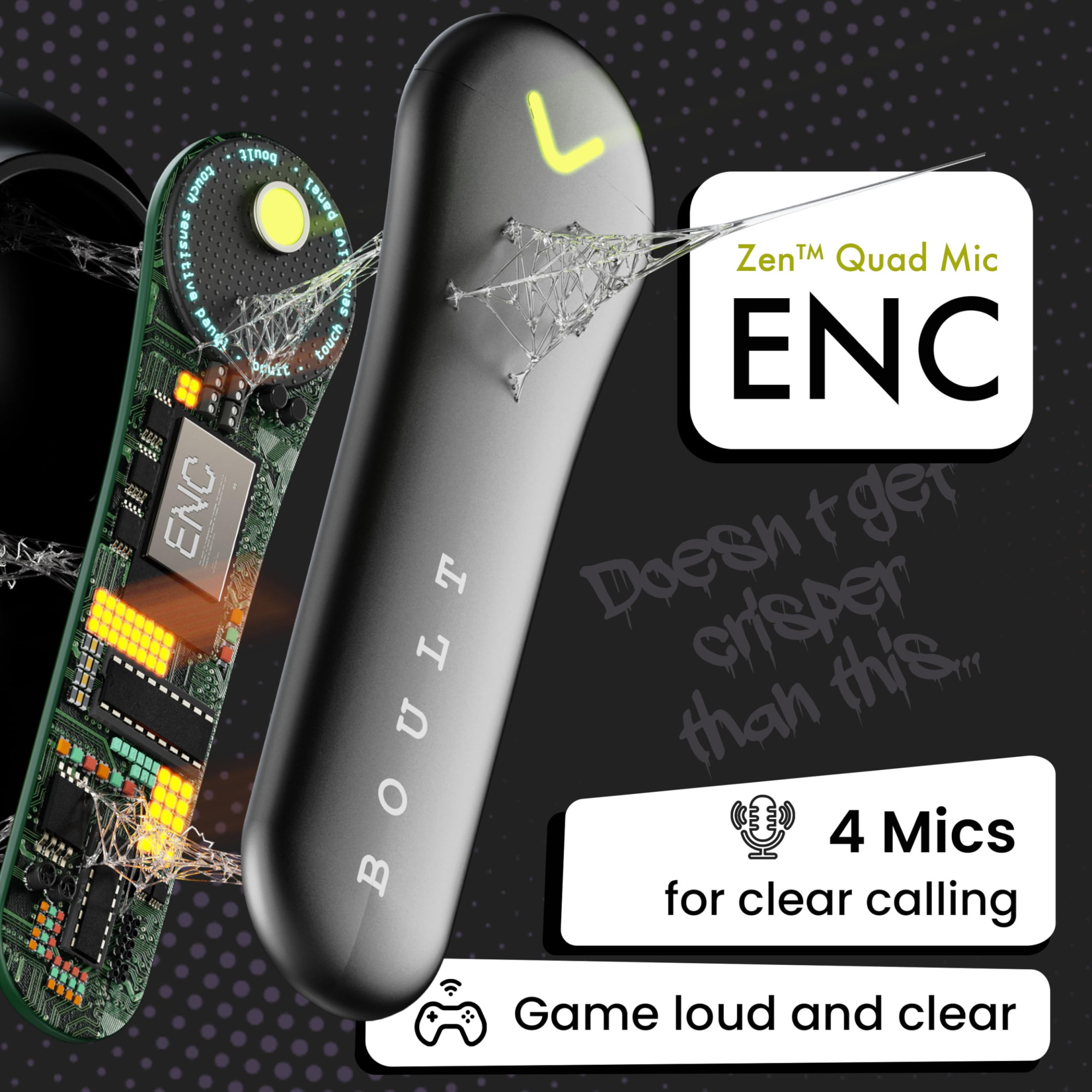 Boult Newly Launched Audio Z20 Gaming Wireless in Ear Earbuds with 50H Playtime 4 Mics ENC 45ms Low Latency Gaming Breathing LEDs Made in India 10mm Drivers Bluetooth Ear Buds TWS Black Metal