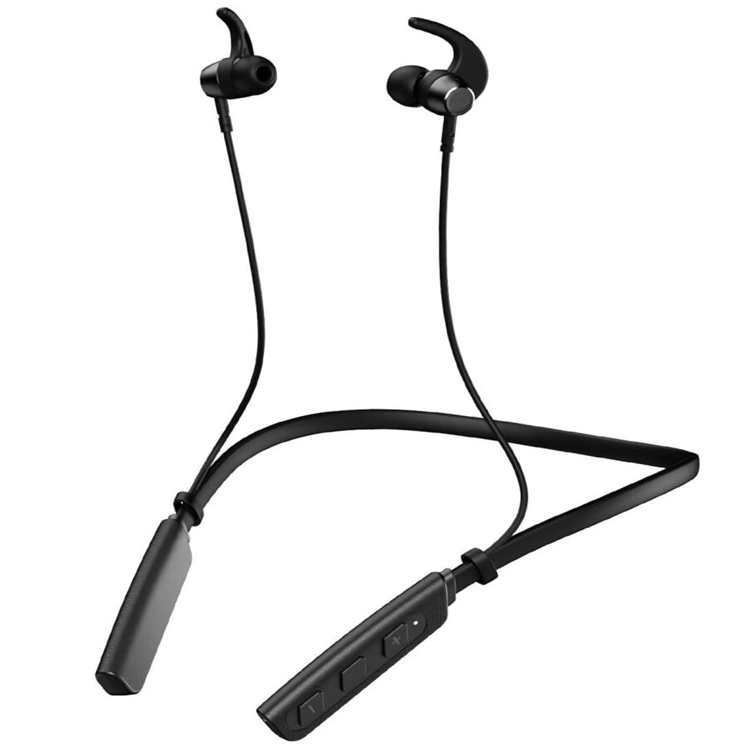 Bouncefit Bluetooth Wireless Neckband 35 Hours Continuous Playback Battery Fast Charge IPX7 Low Latency Active Noise Cancellation Magnetic Earbuds with Mic Earphones Black
