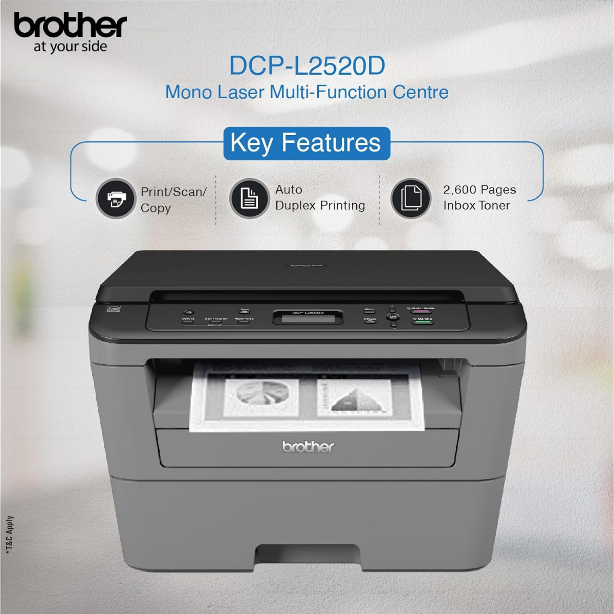 Brother DCP-L2520D Multi-Function Monochrome Laser Printer with Auto-Duplex Printing