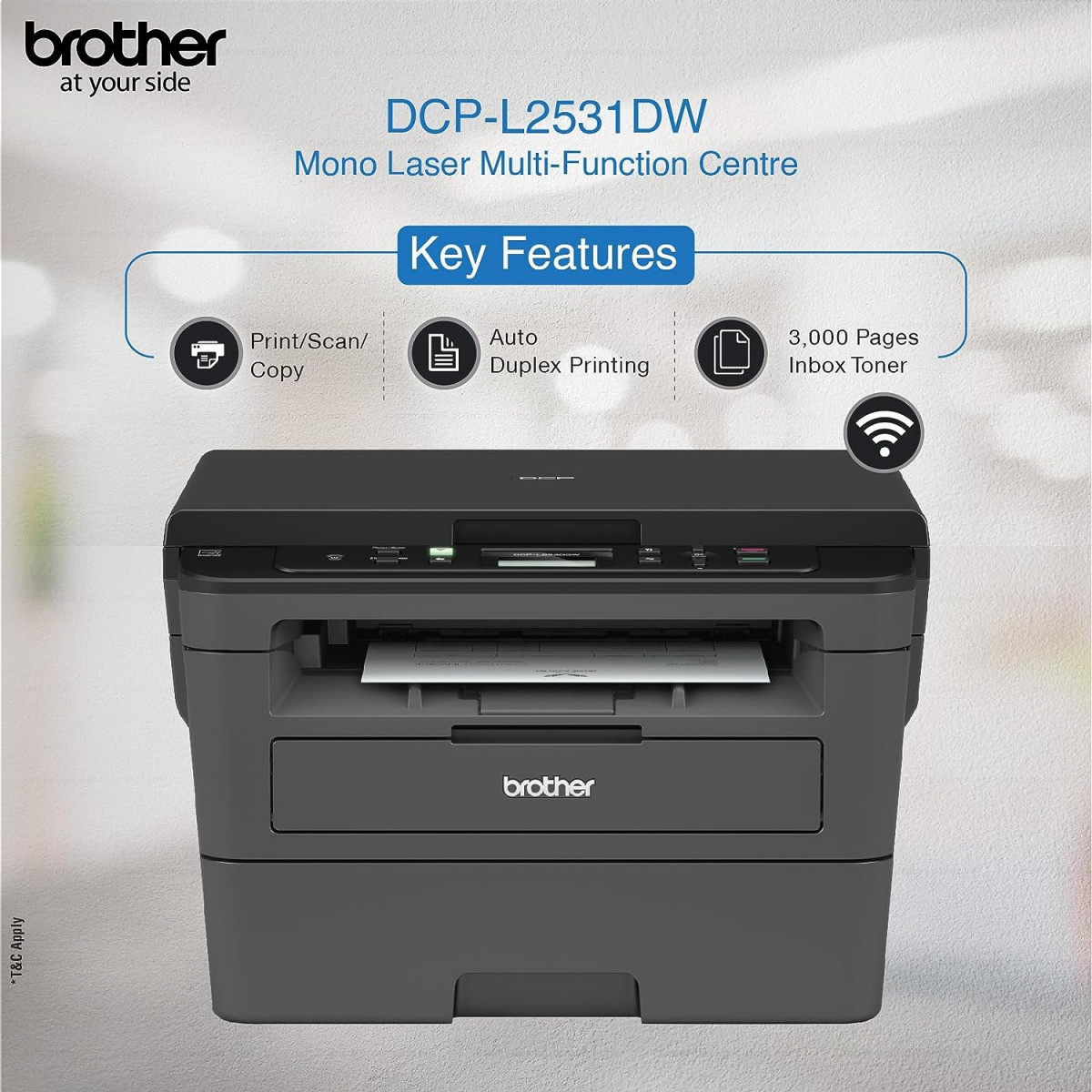 Brother DCP-L2531DW Multi-Function Monochrome Laser Printer with Auto-Duplex Printing Wi-Fi