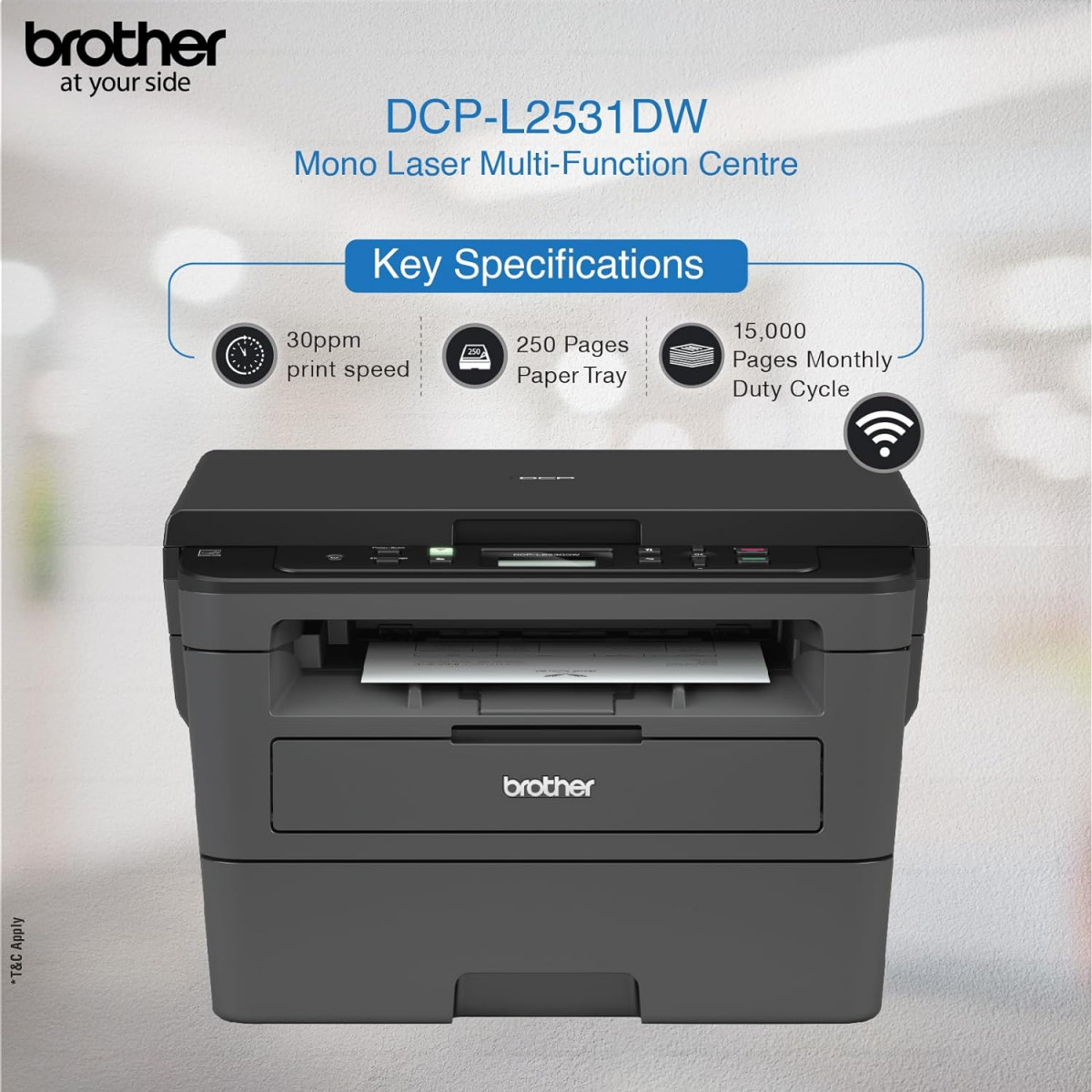 Brother DCP-L2531DW Multi-Function Monochrome Laser Printer with Auto-Duplex Printing Wi-Fi