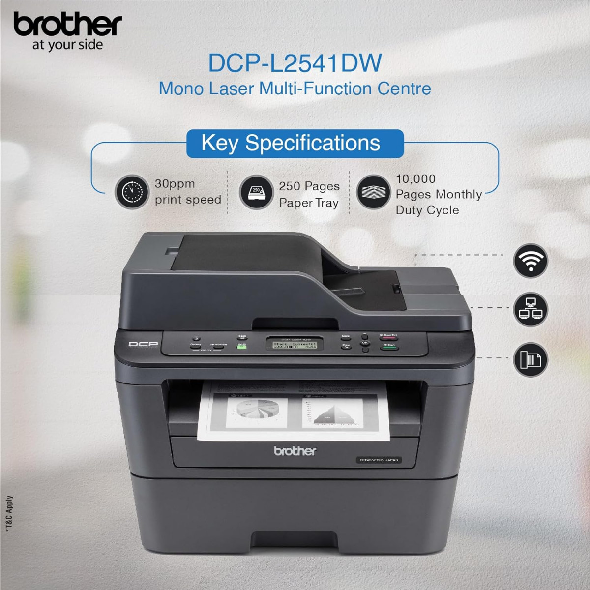 Brother DCP-L2541DW Multi-Function Monochrome Laser Printer with Wi-Fi Network Auto Duplex Printing